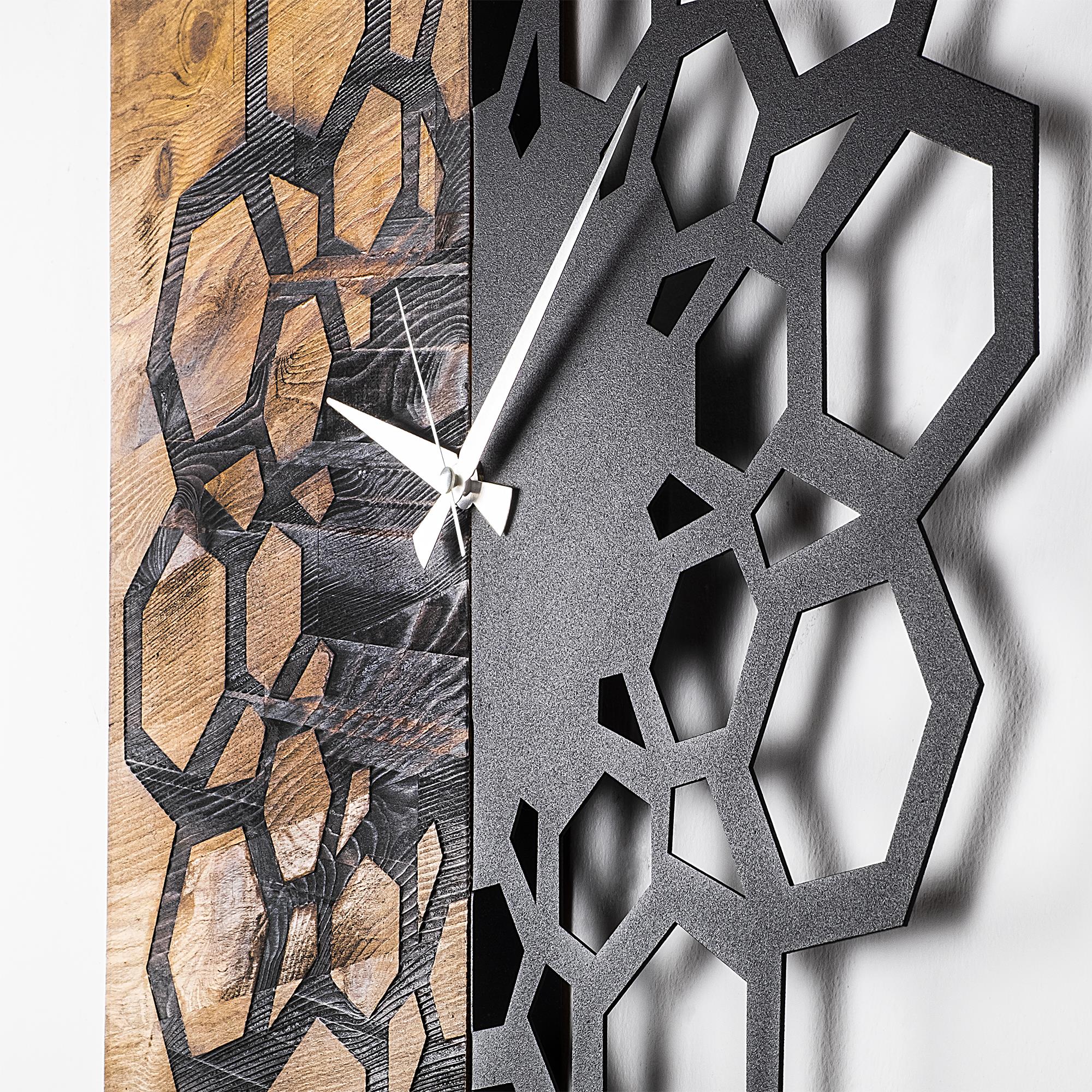 MAS-030 Dekoratif Ahşap Metal Duvar Saati | ByLamp