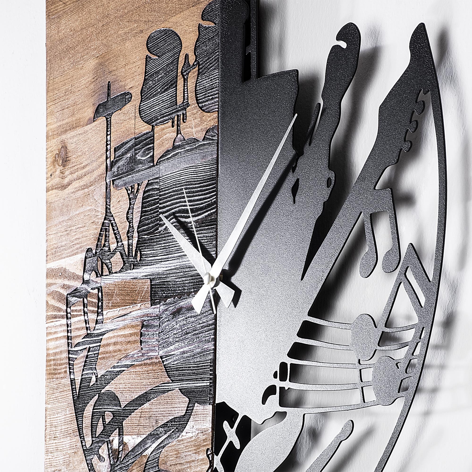 MAS-033 Dekoratif Ahşap Metal Duvar Saati | ByLamp