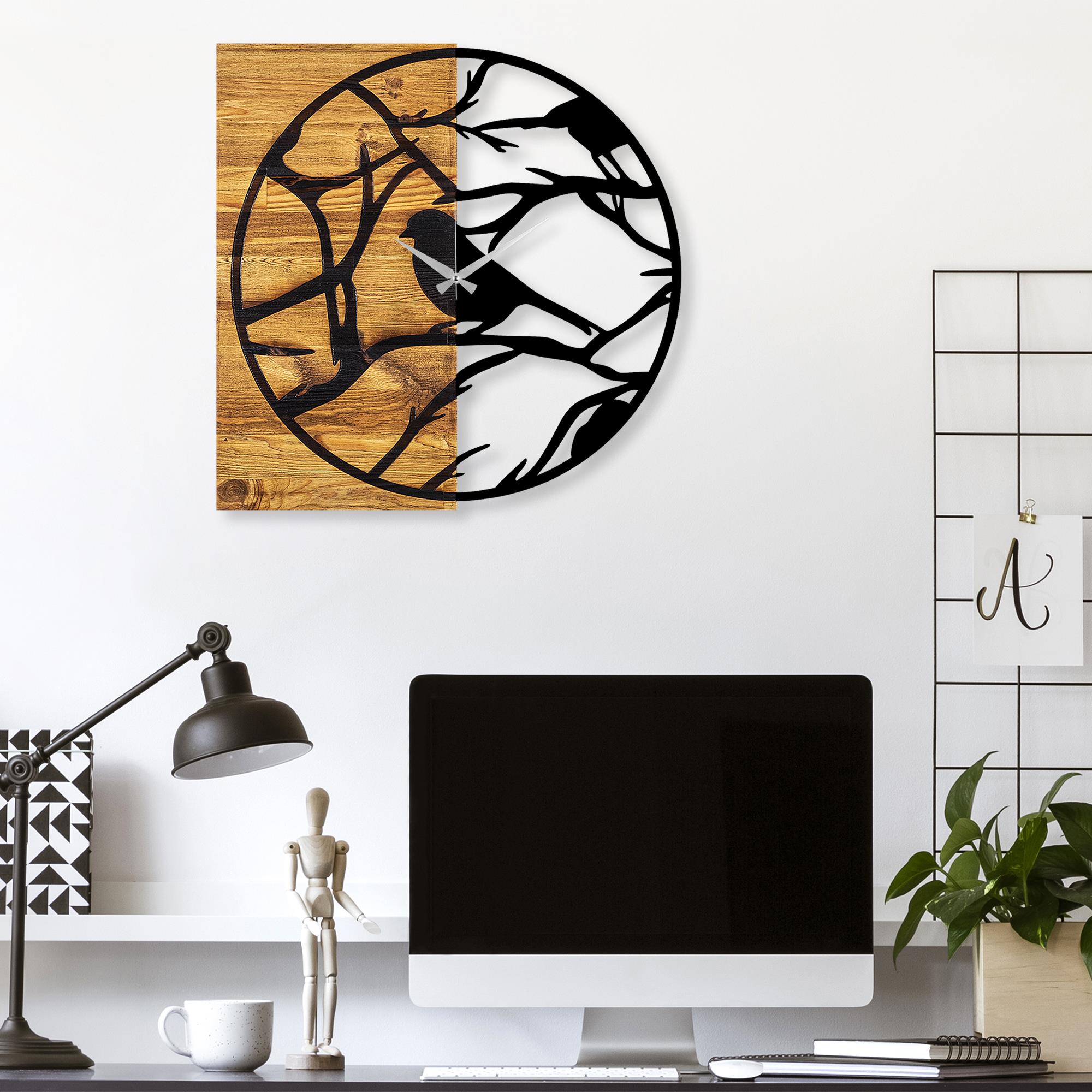 MAS-035 Dekoratif Ahşap Metal Duvar Saati | ByLamp