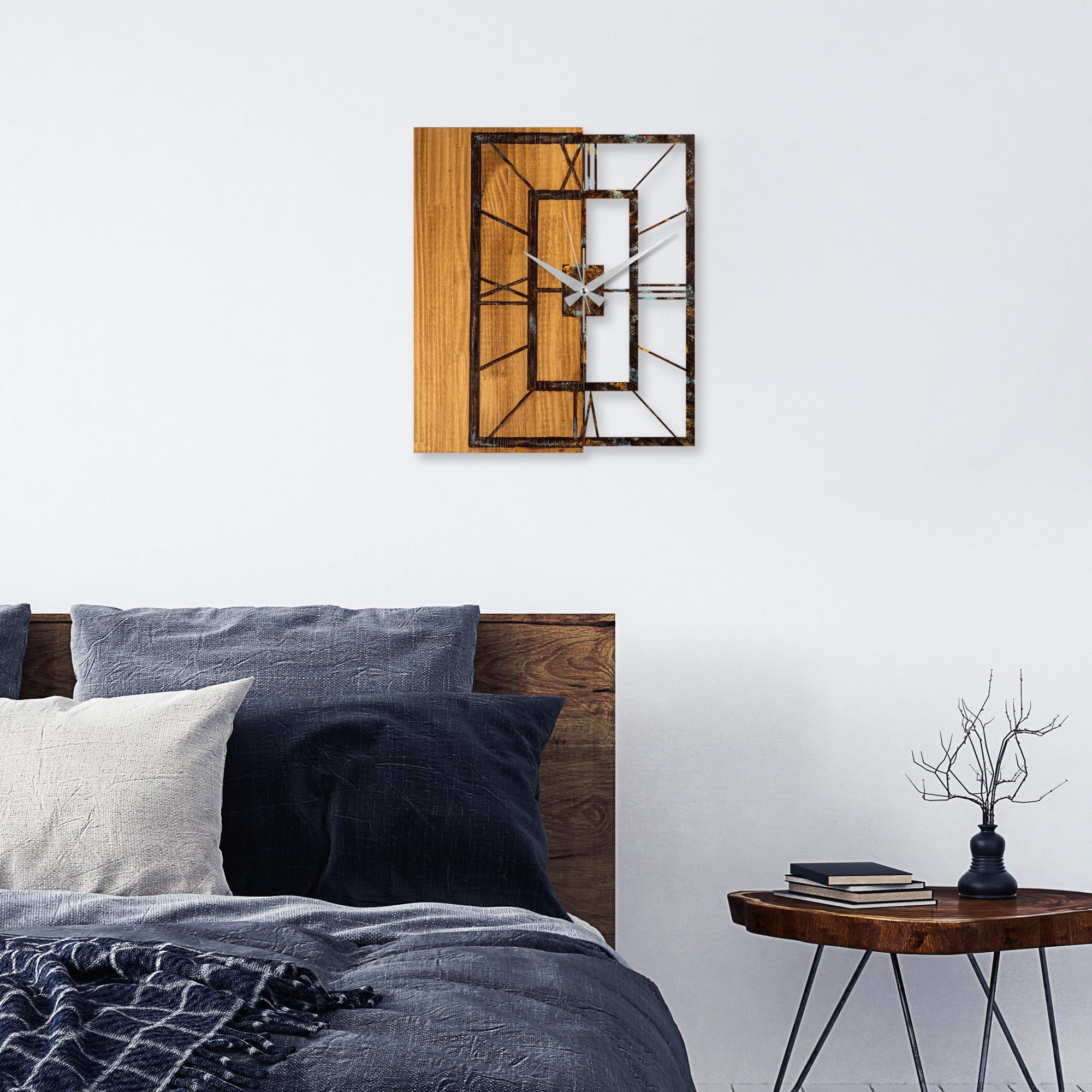 MAS-037-A Dekoratif Ahşap Metal Duvar Saati | ByLamp