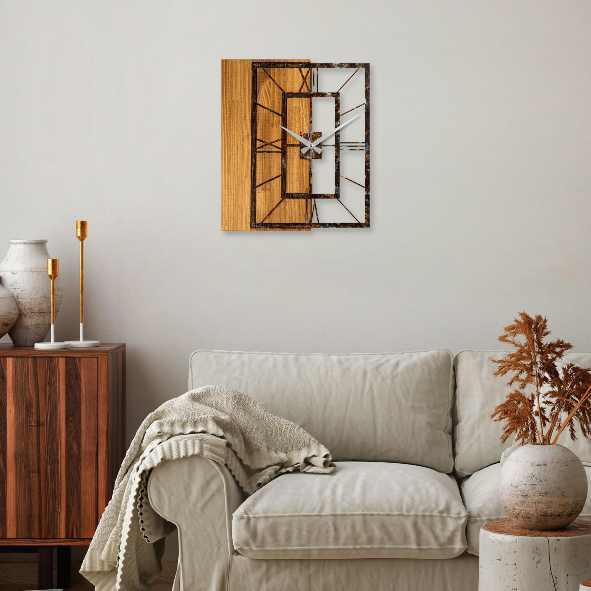 MAS-037-A Dekoratif Ahşap Metal Duvar Saati | ByLamp