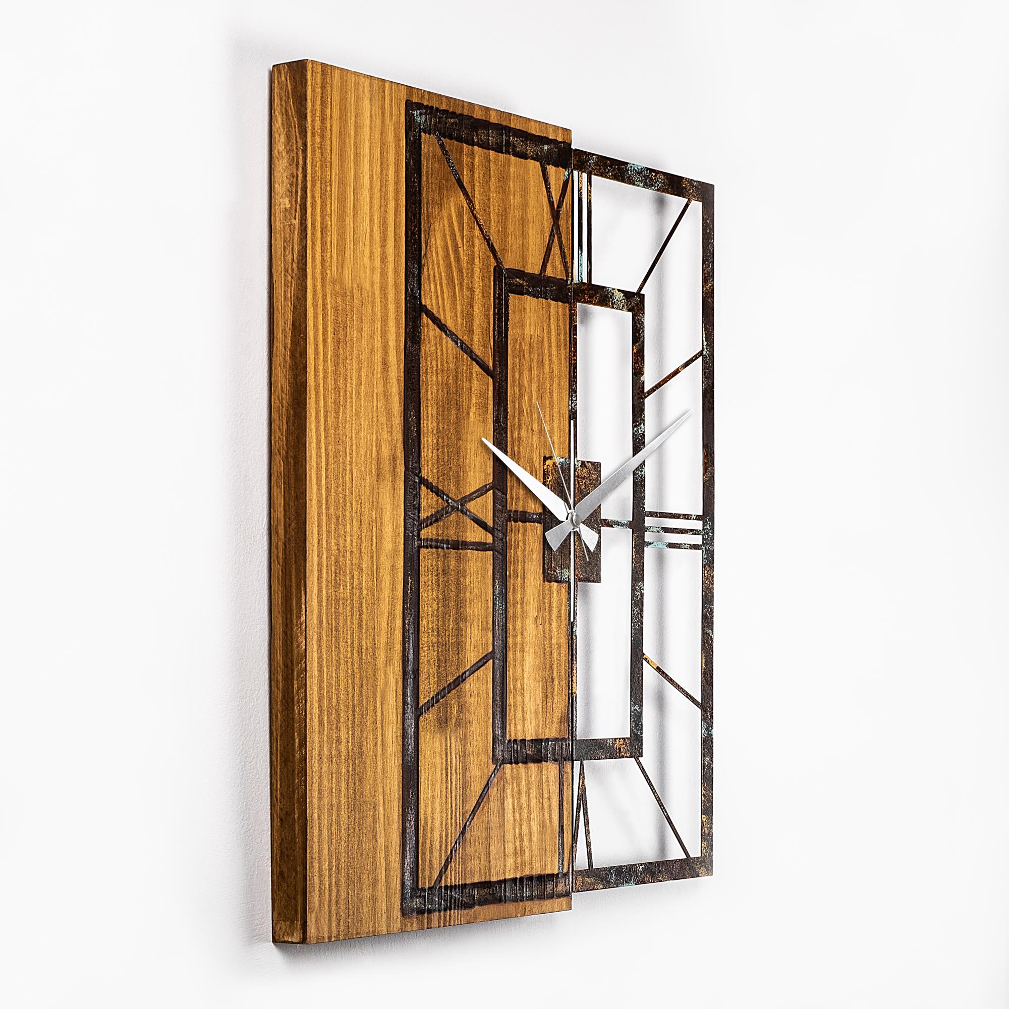 MAS-037-A Dekoratif Ahşap Metal Duvar Saati | ByLamp