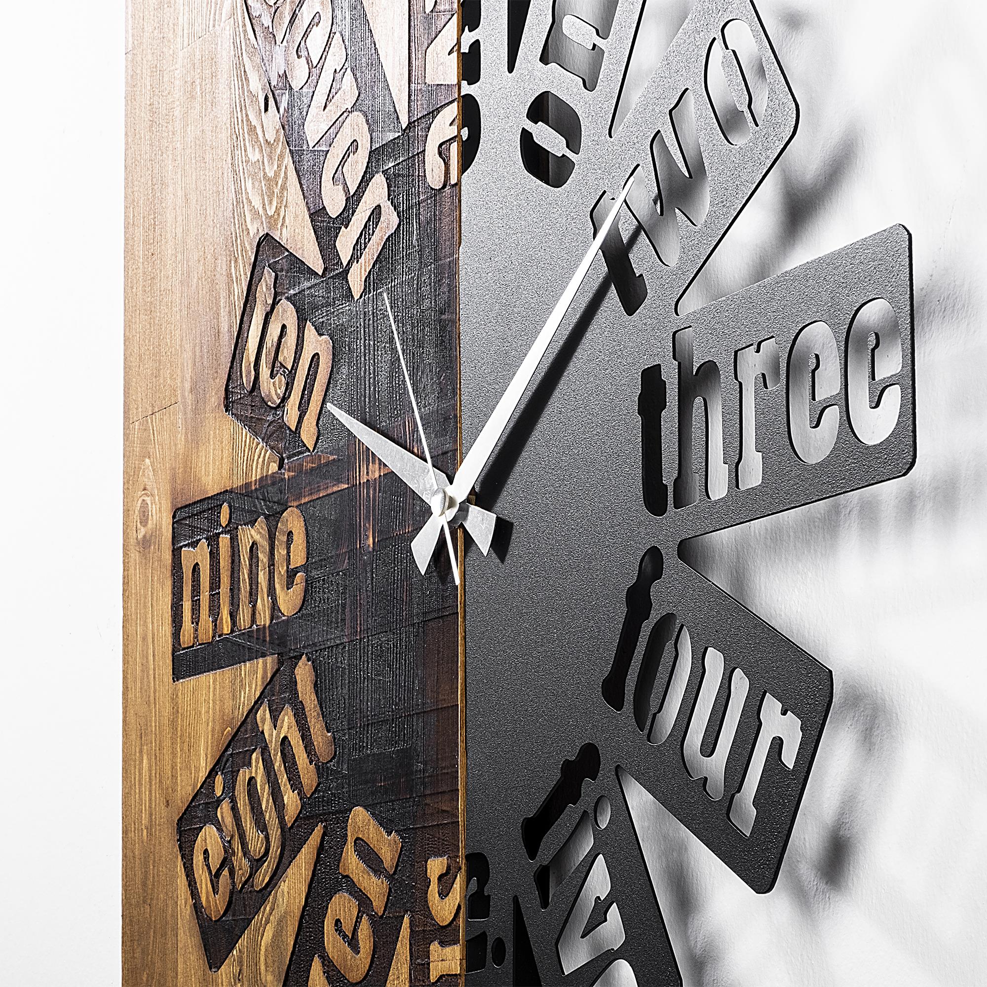MAS-040 Dekoratif Ahşap Metal Duvar Saati | ByLamp