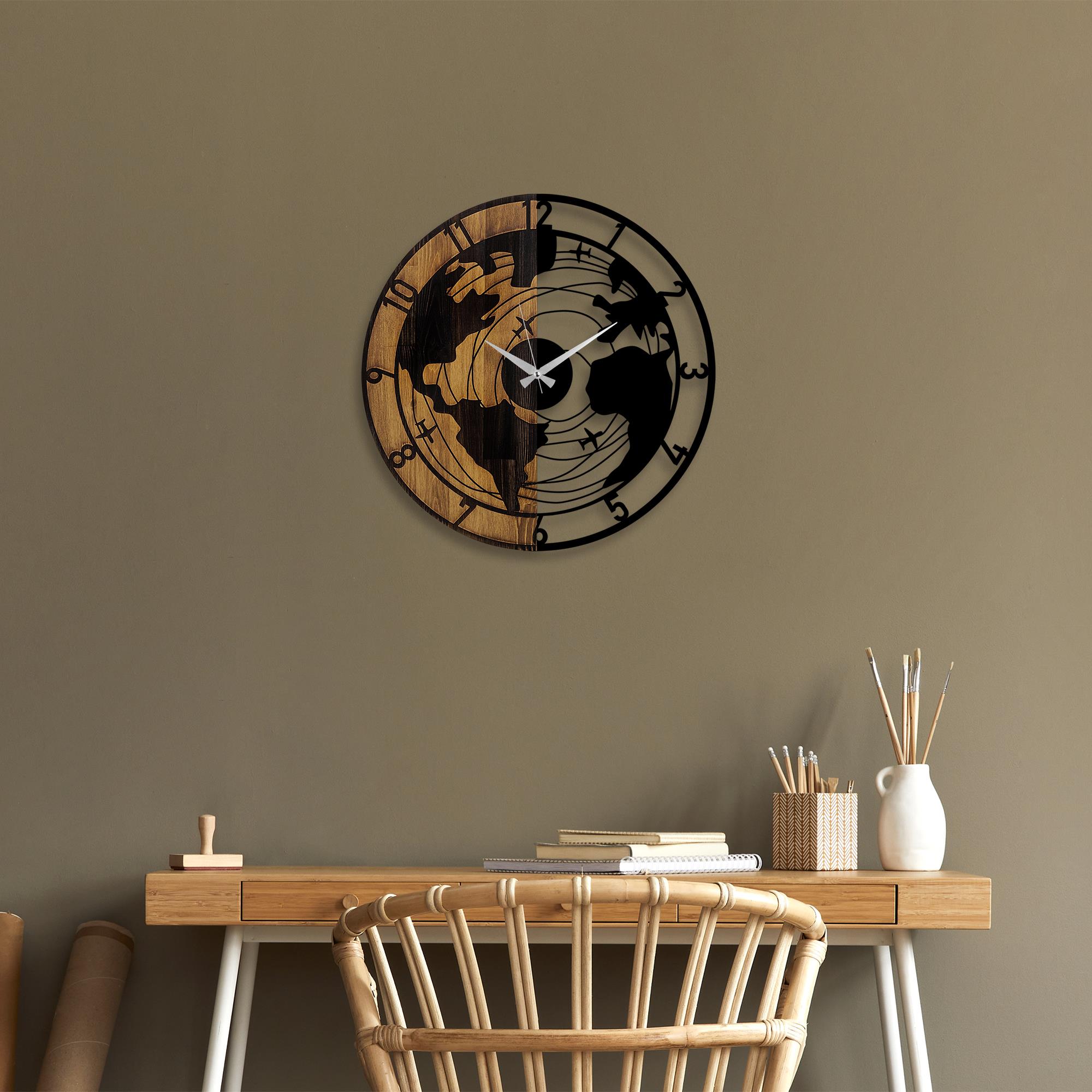 MAS-041 Dekoratif Ahşap Metal Duvar Saati | ByLamp