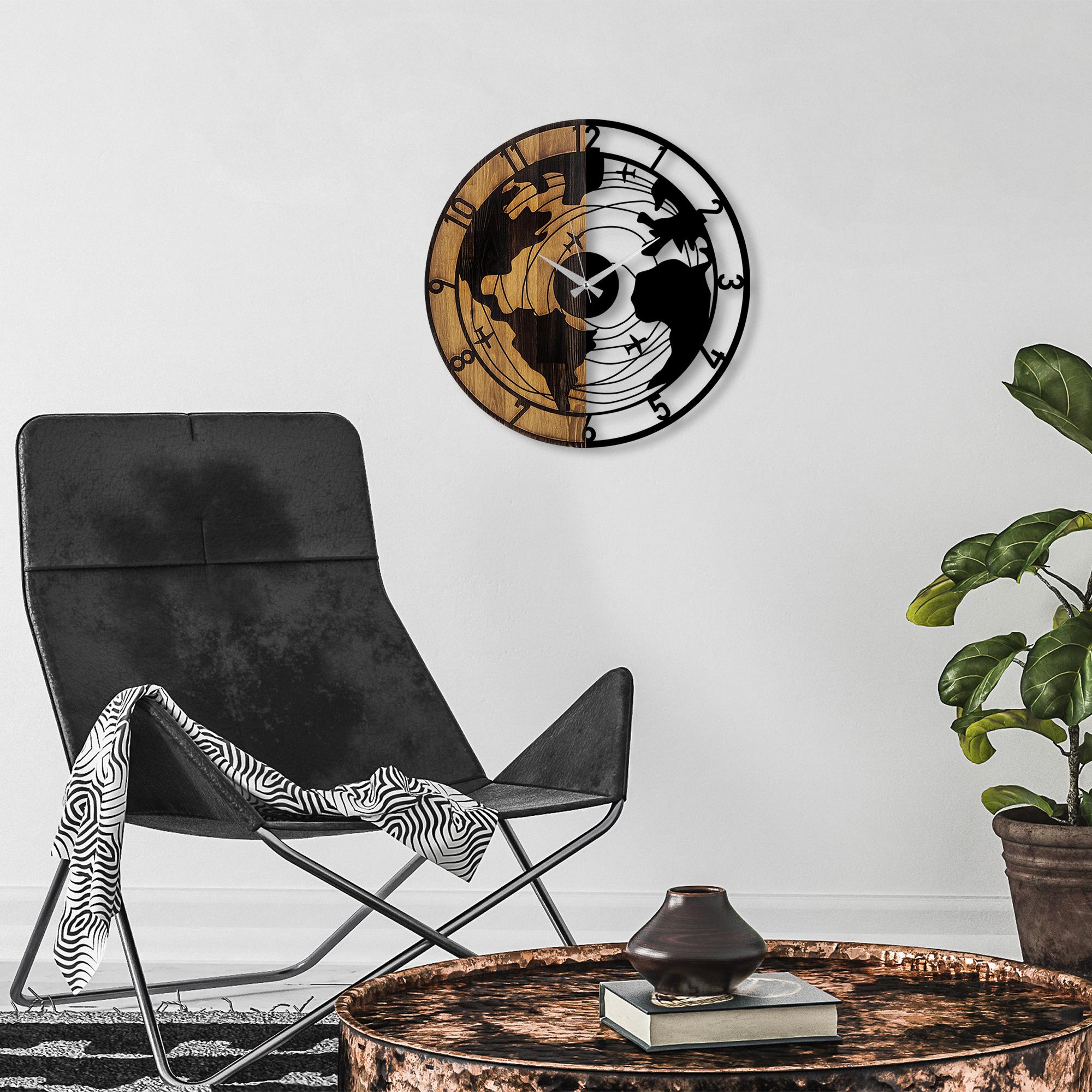 MAS-041 Dekoratif Ahşap Metal Duvar Saati | ByLamp