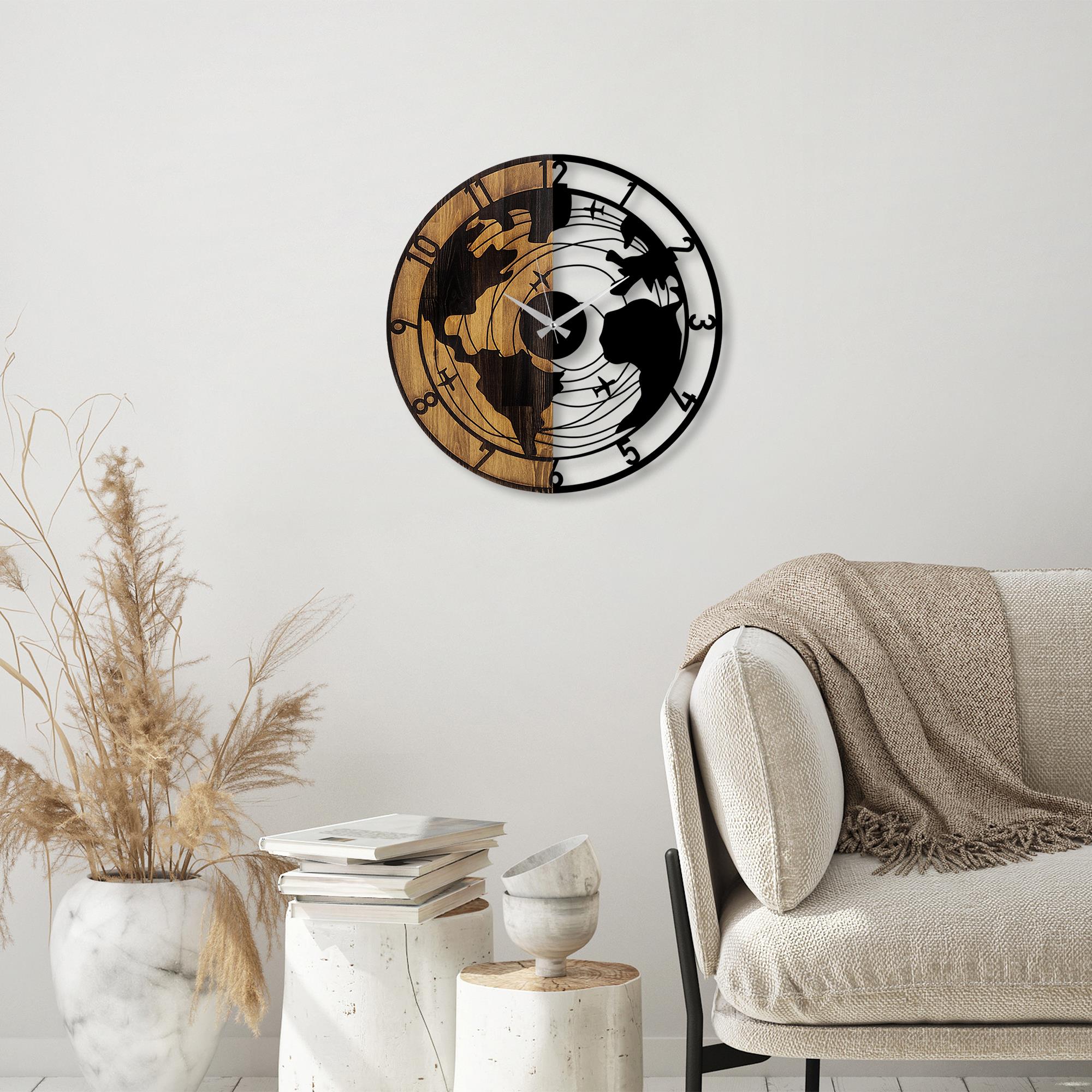 MAS-041 Dekoratif Ahşap Metal Duvar Saati | ByLamp