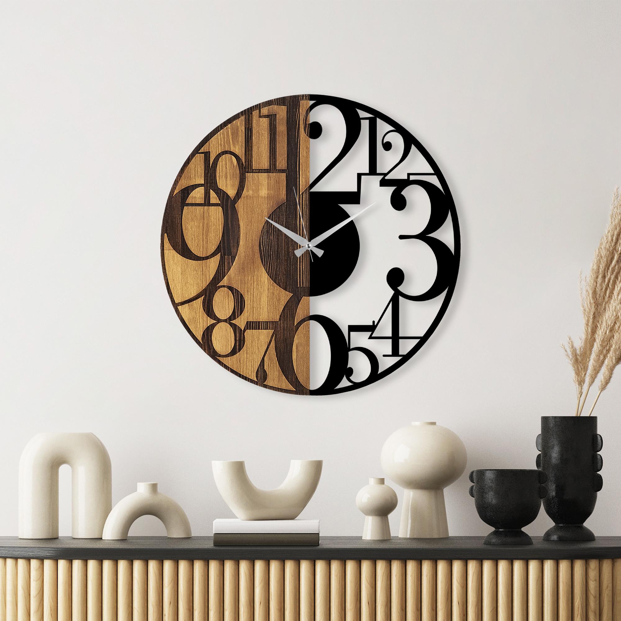 MAS-042 Dekoratif Ahşap Metal Duvar Saati | ByLamp