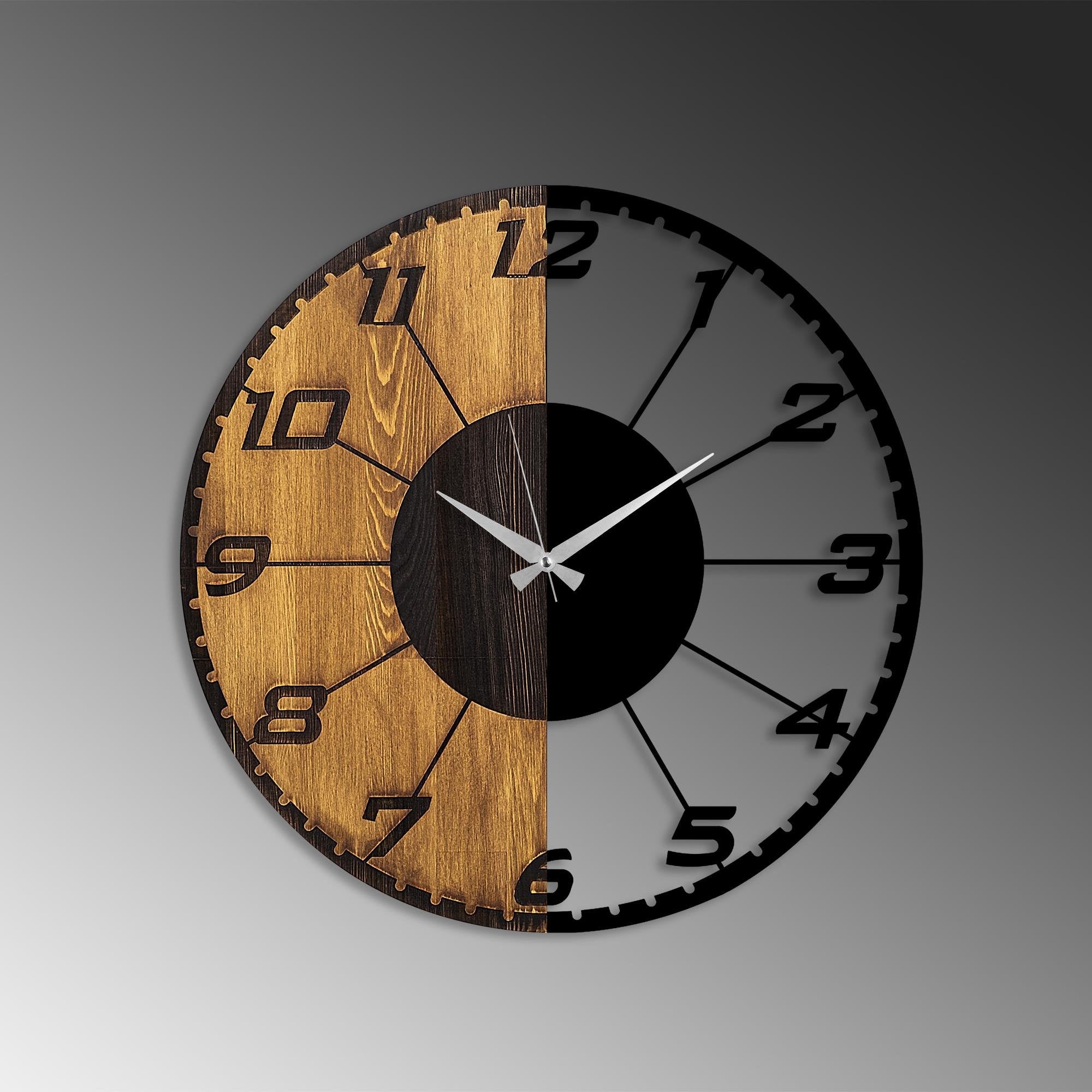 MAS-043 Dekoratif Ahşap Metal Duvar Saati | ByLamp