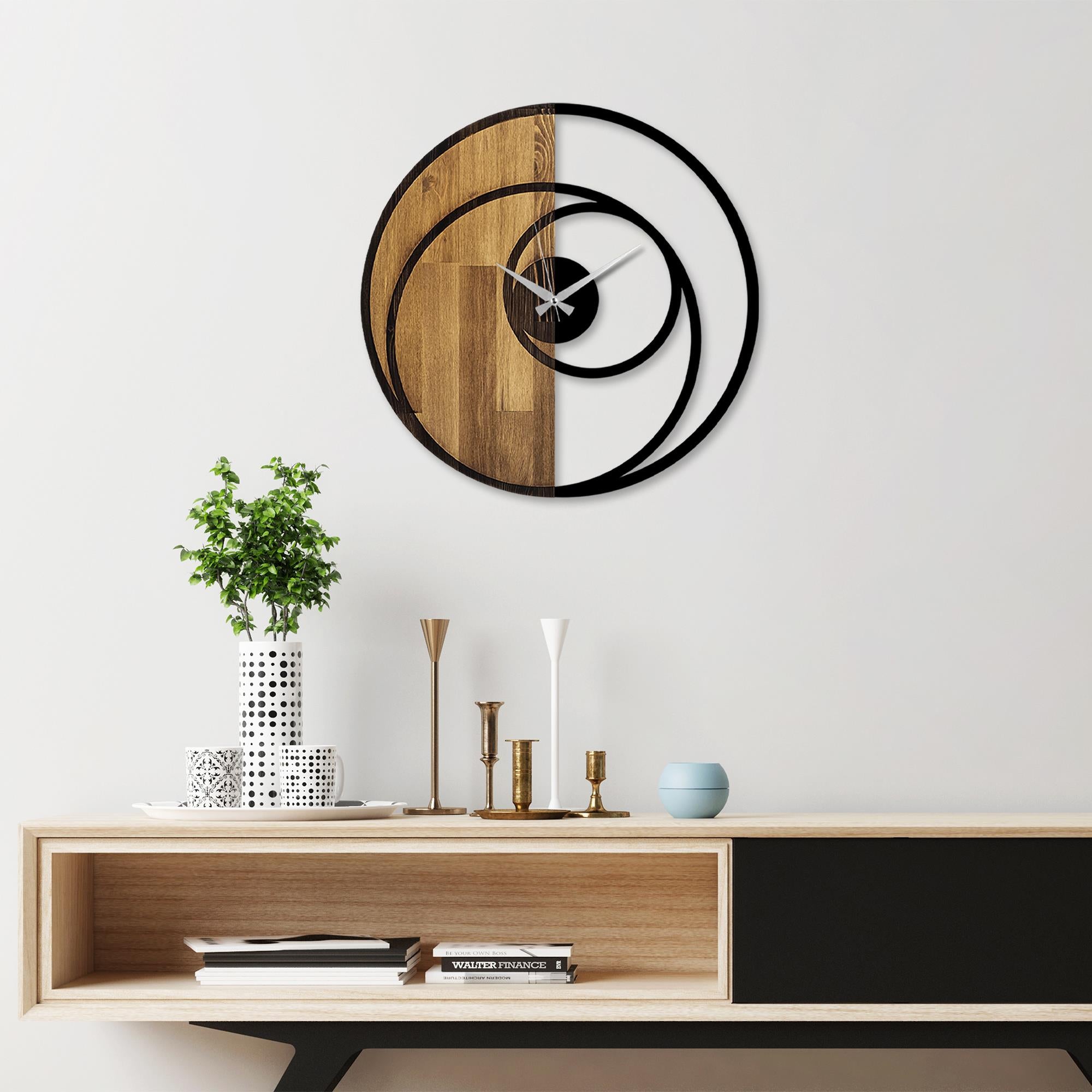 MAS-044 Dekoratif Ahşap Metal Duvar Saati | ByLamp