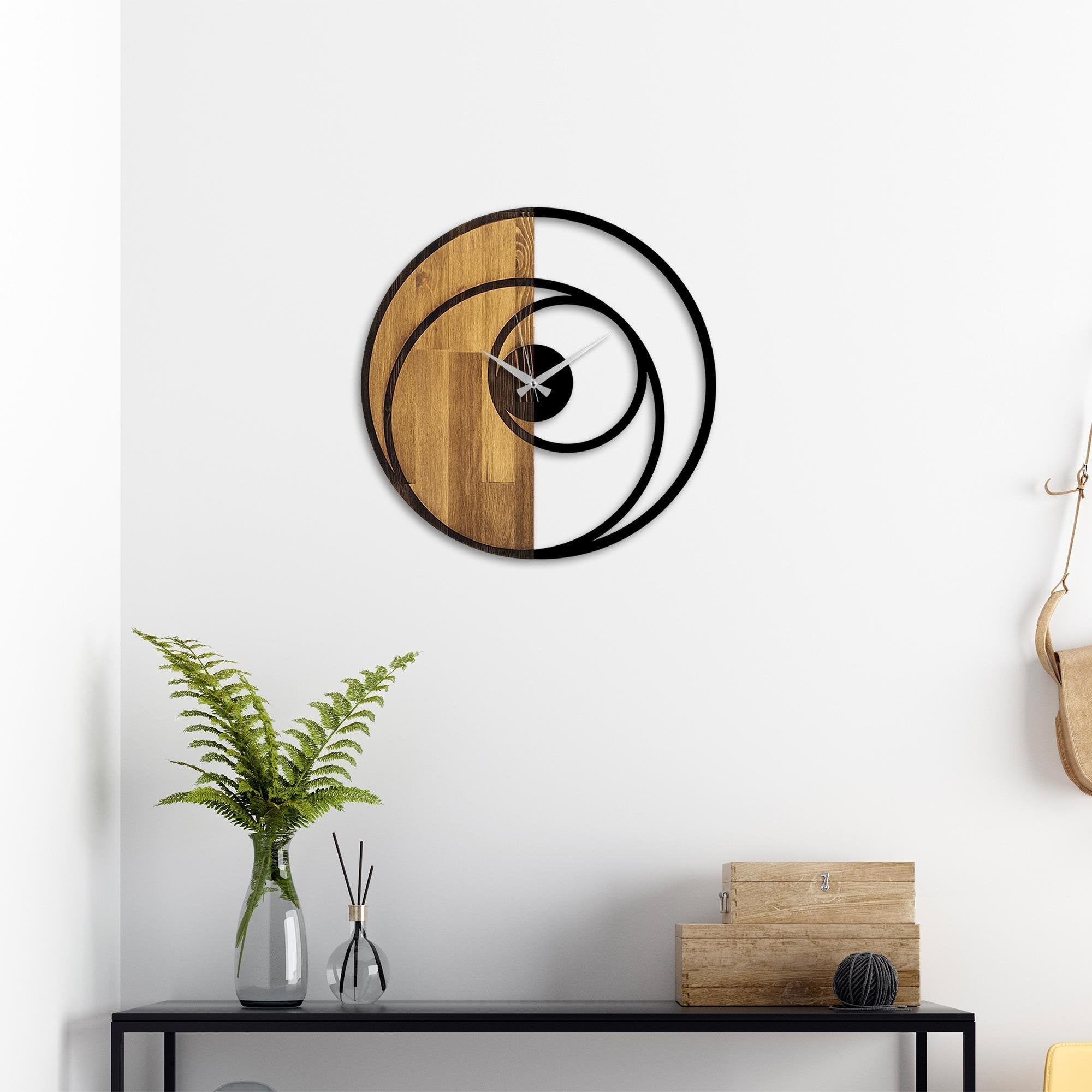MAS-044 Dekoratif Ahşap Metal Duvar Saati | ByLamp