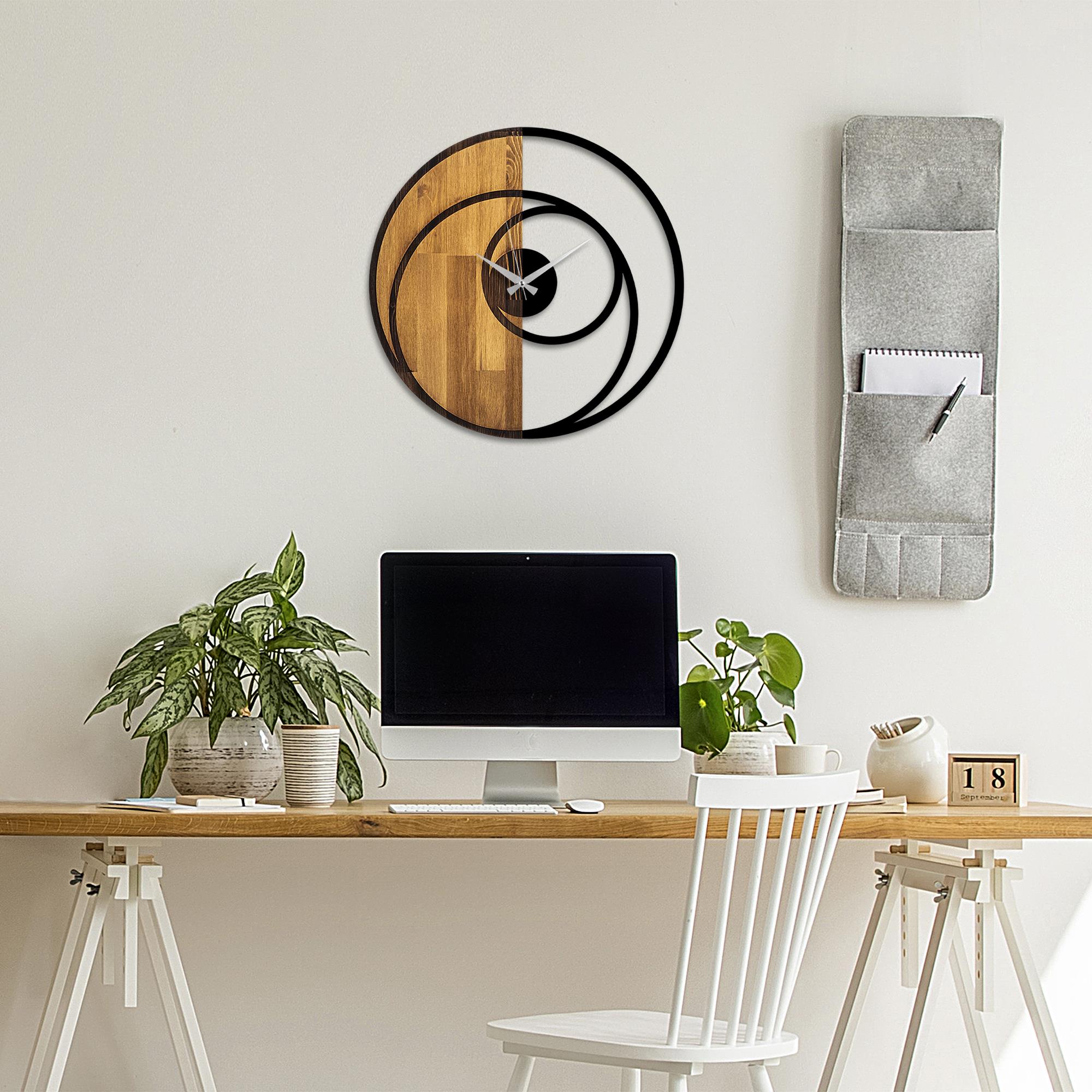 MAS-044 Dekoratif Ahşap Metal Duvar Saati | ByLamp