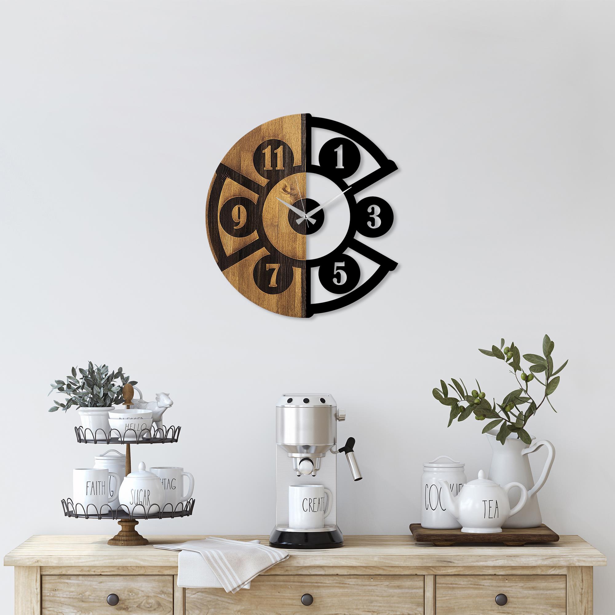 MAS-045 Dekoratif Ahşap Metal Duvar Saati | ByLamp