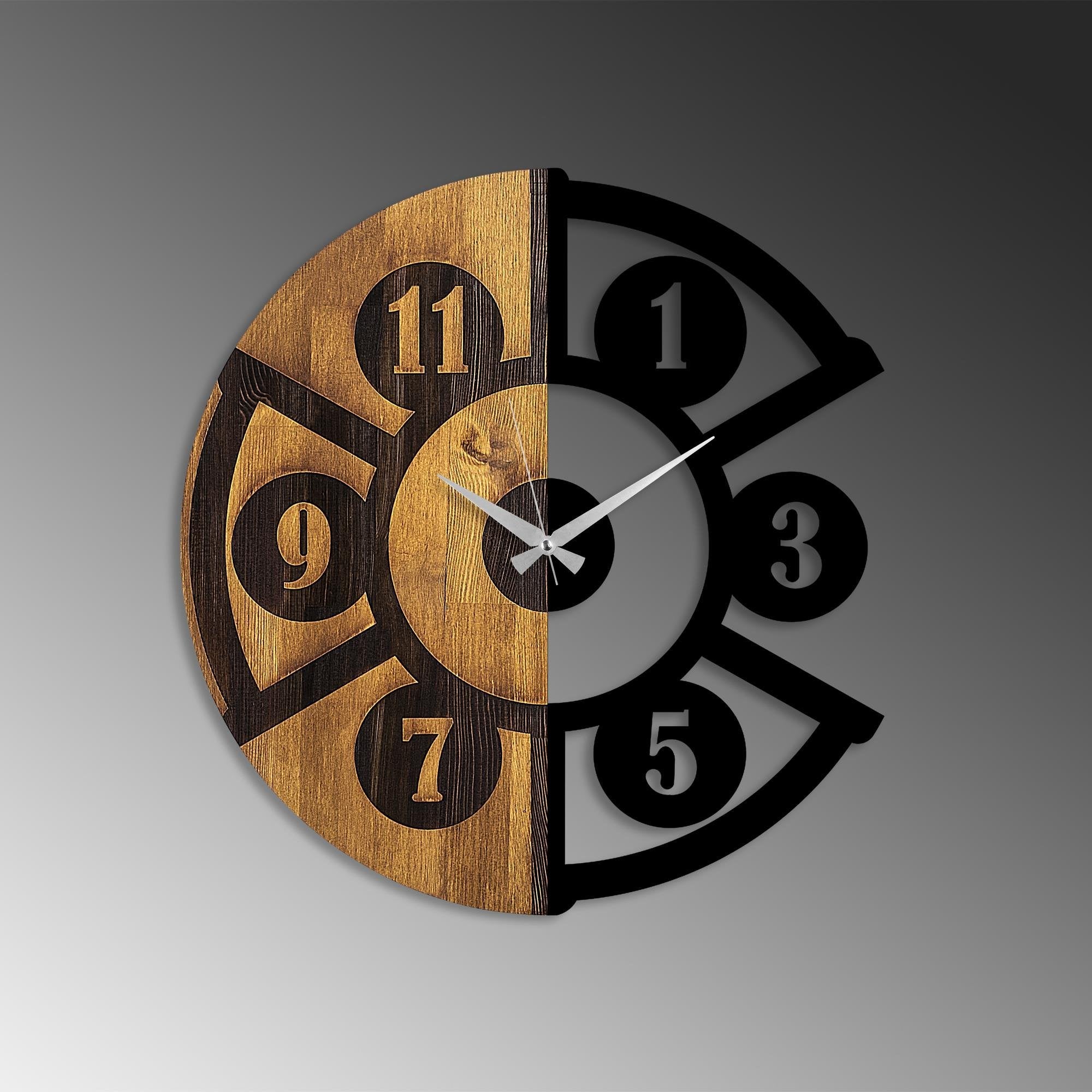 MAS-045 Dekoratif Ahşap Metal Duvar Saati | ByLamp