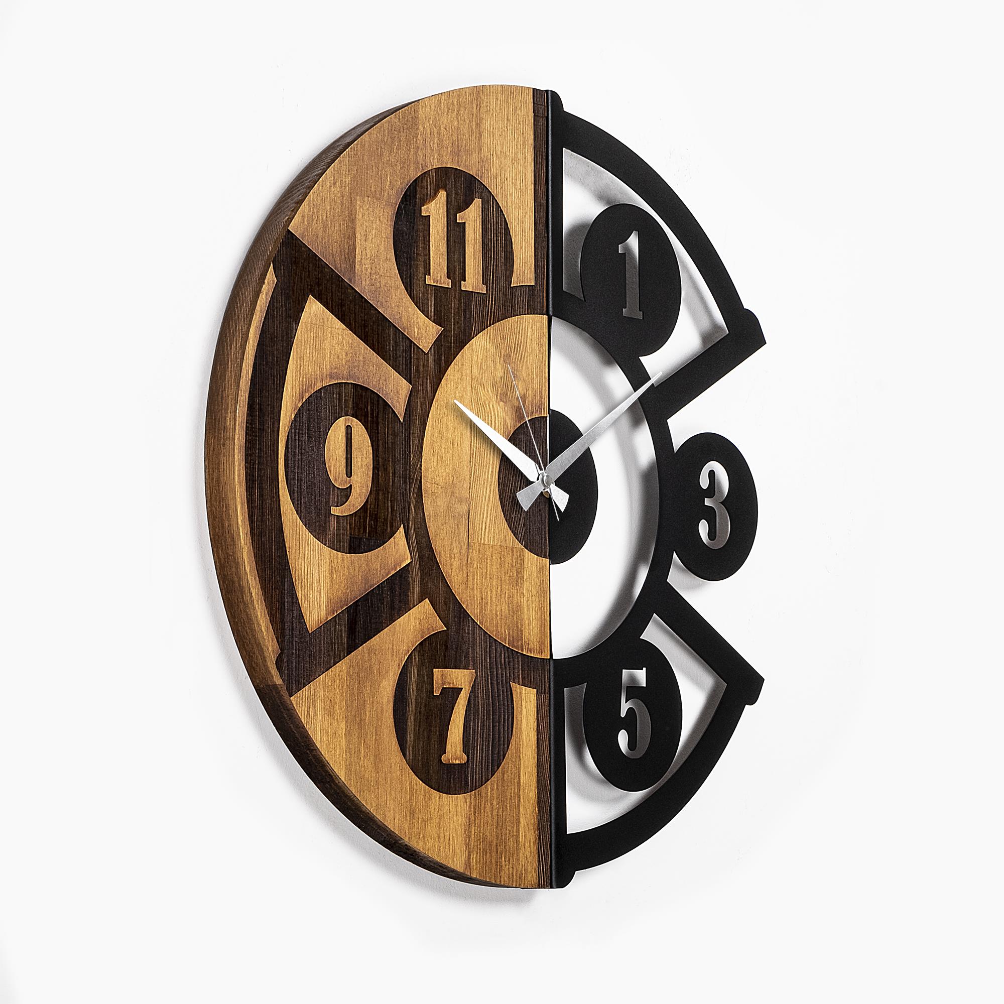 MAS-045 Dekoratif Ahşap Metal Duvar Saati | ByLamp