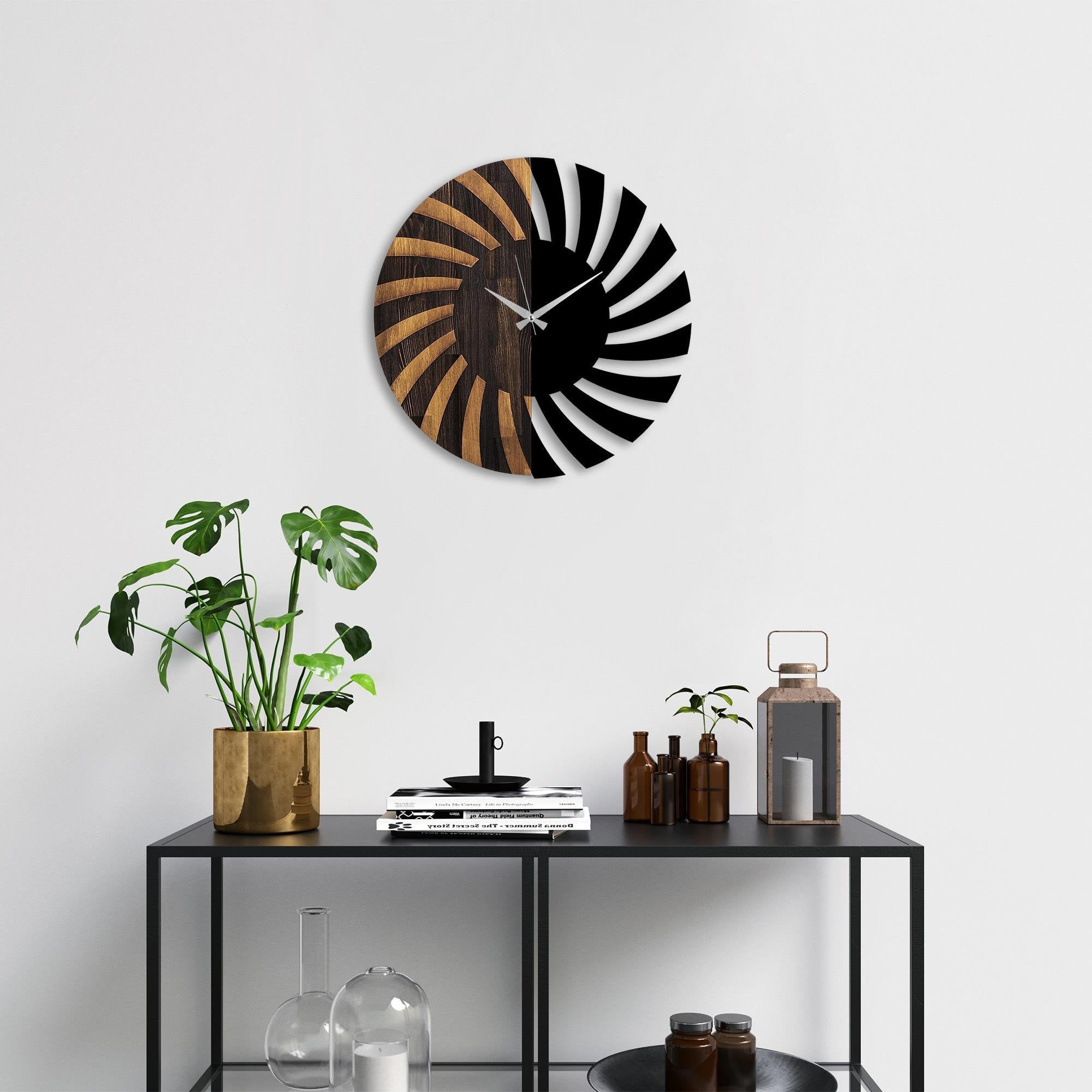 MAS-046 Dekoratif Ahşap Metal Duvar Saati | ByLamp