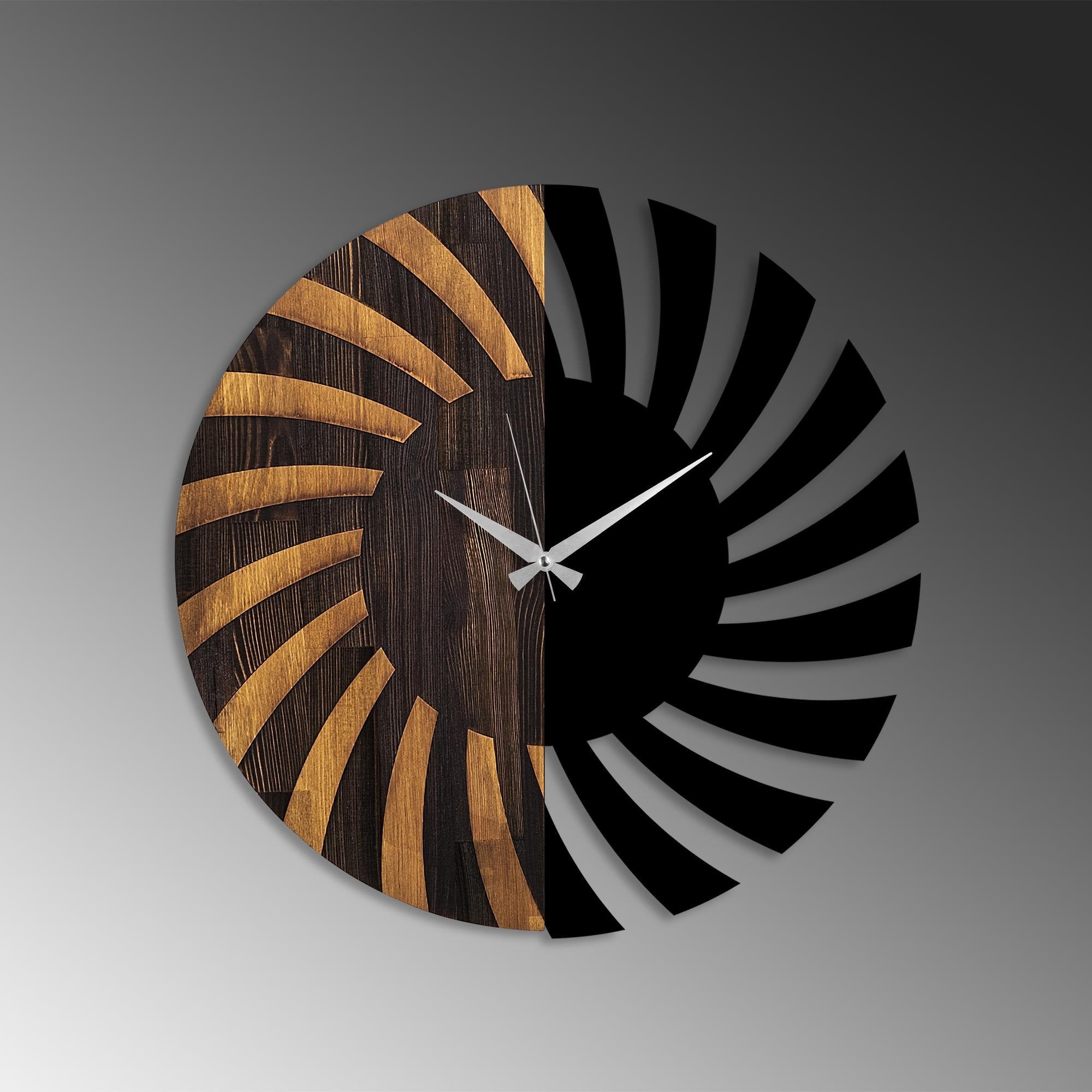 MAS-046 Dekoratif Ahşap Metal Duvar Saati | ByLamp