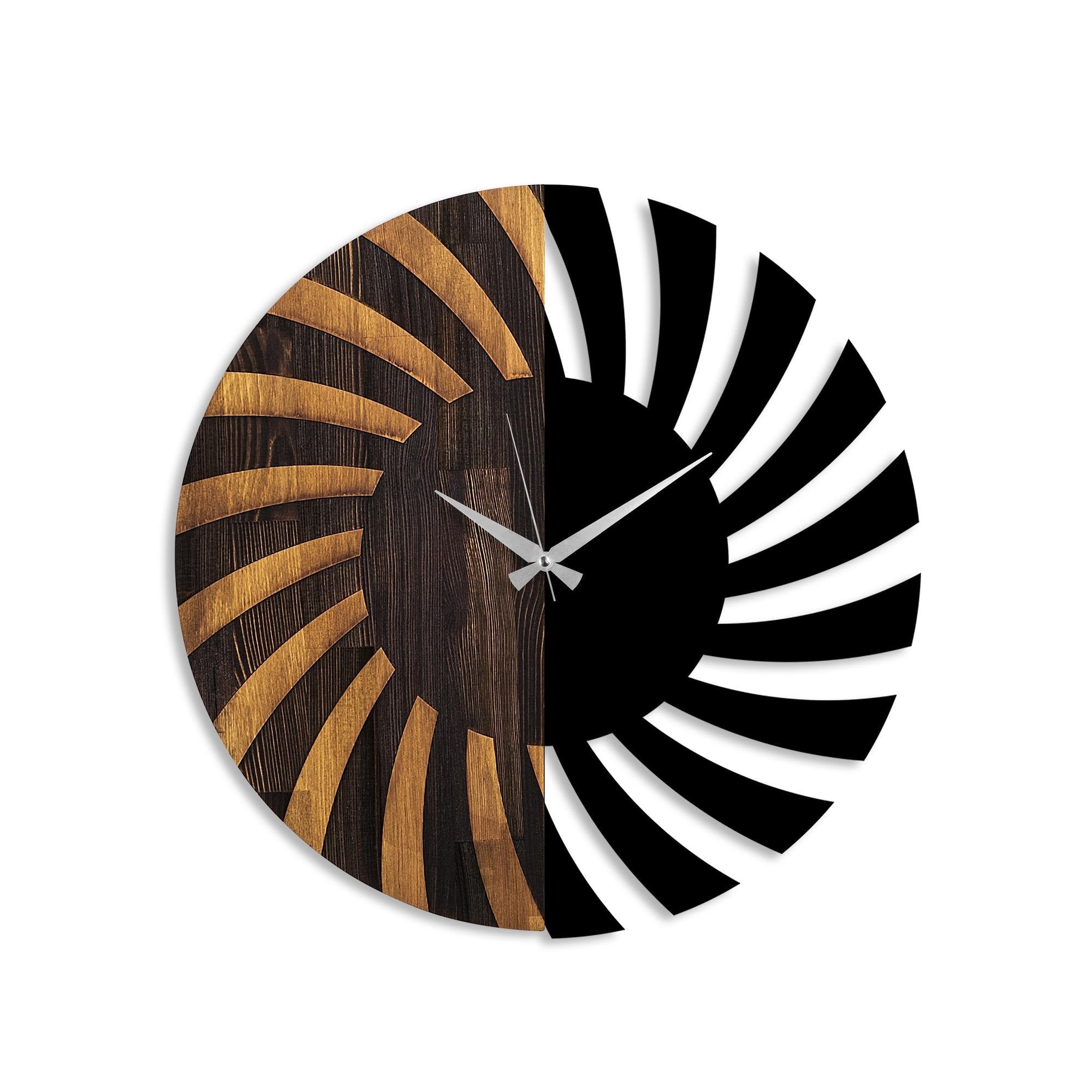 MAS-046 Dekoratif Ahşap Metal Duvar Saati | ByLamp