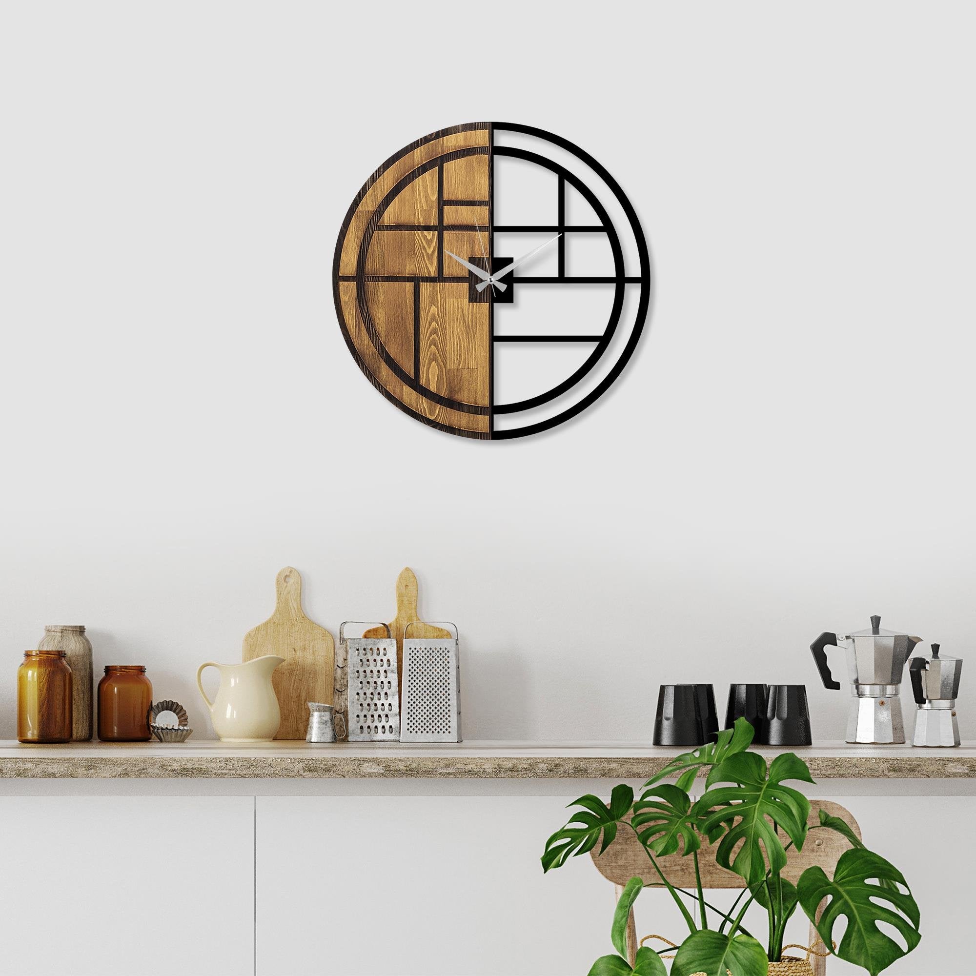 MAS-047 Dekoratif Ahşap Metal Duvar Saati | ByLamp