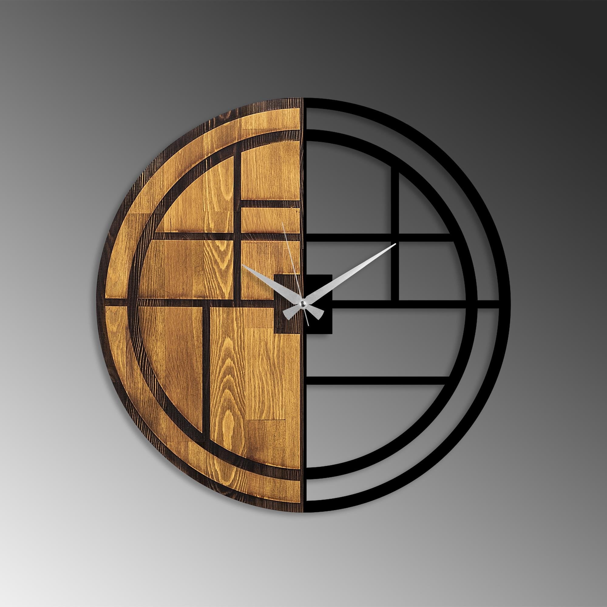 MAS-047 Dekoratif Ahşap Metal Duvar Saati | ByLamp