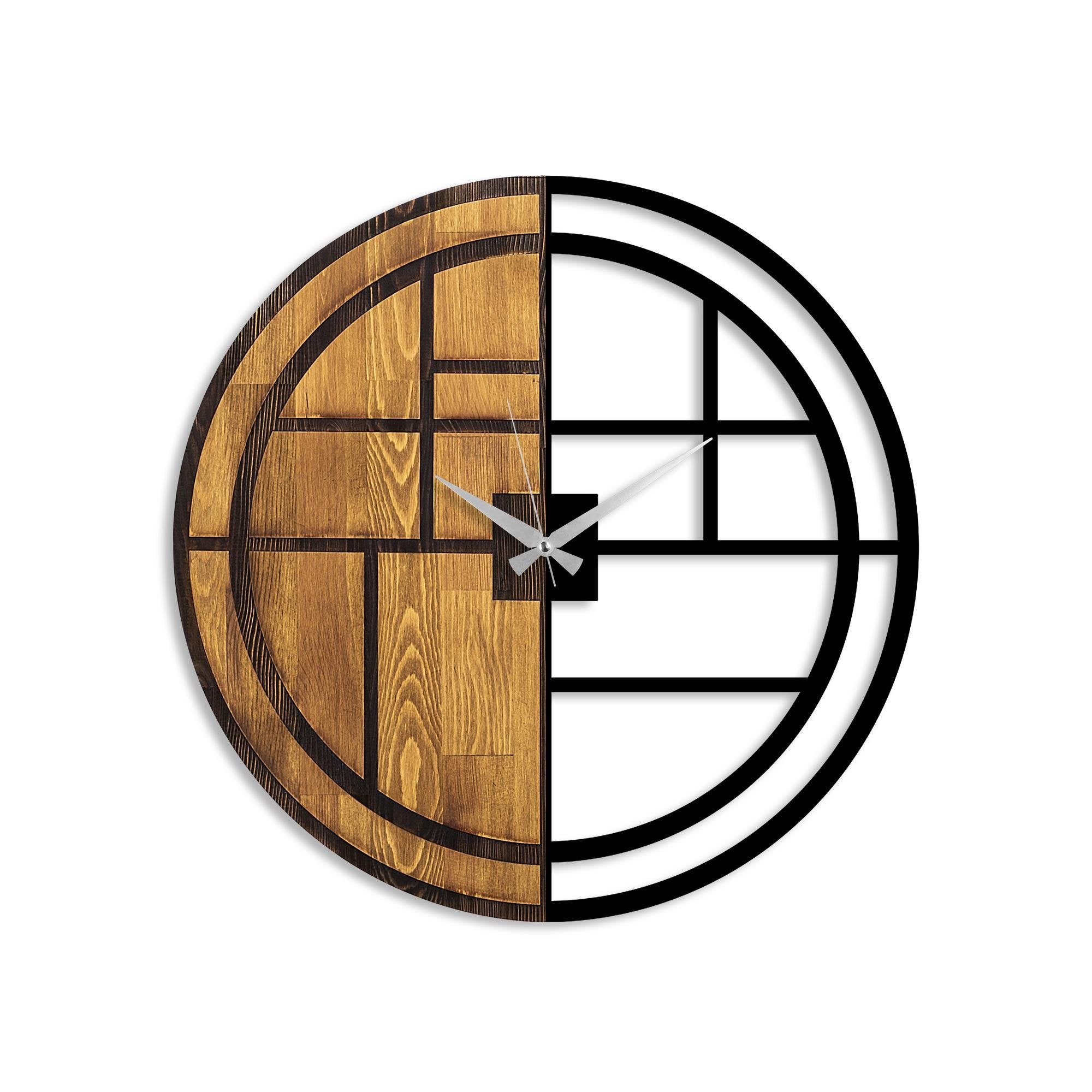 MAS-047 Dekoratif Ahşap Metal Duvar Saati | ByLamp