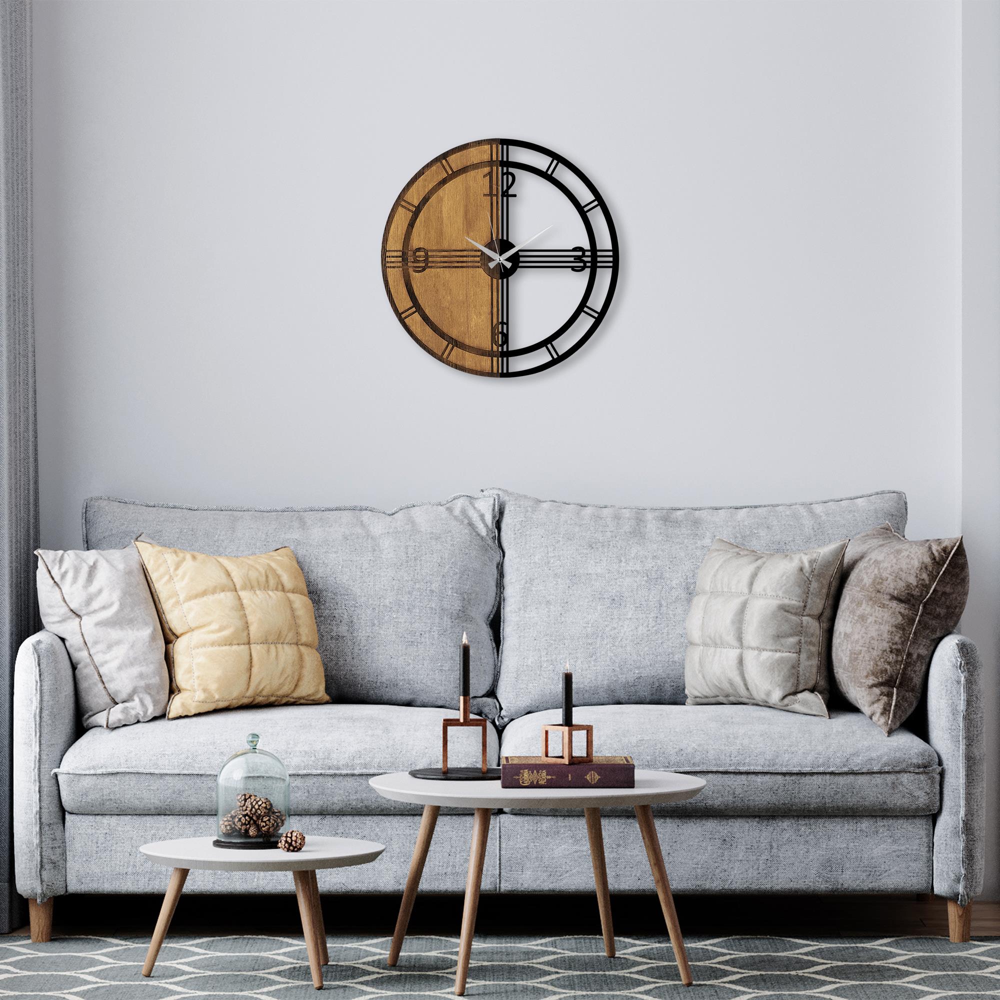 MAS-050 Dekoratif Ahşap Metal Duvar Saati | ByLamp
