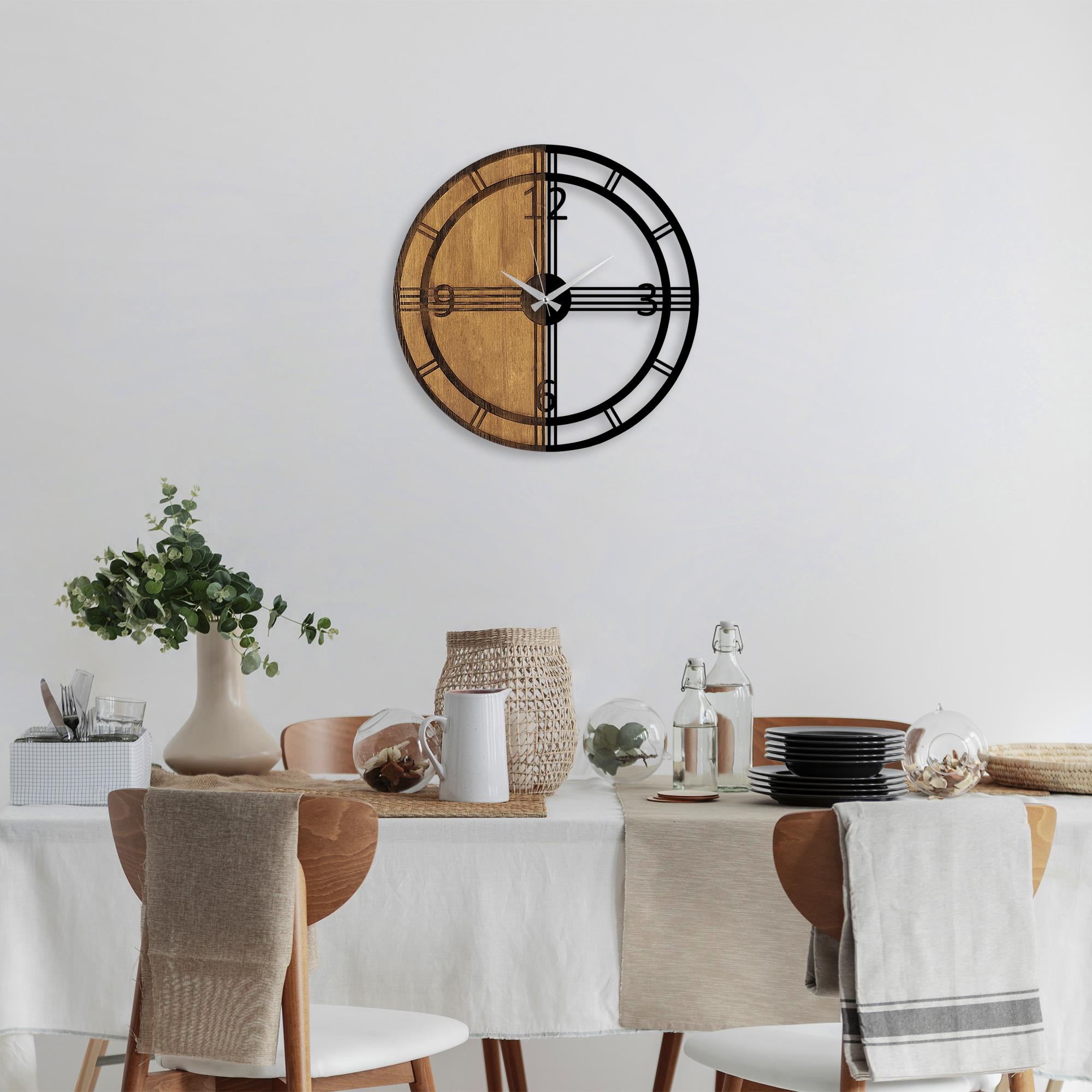 MAS-050 Dekoratif Ahşap Metal Duvar Saati | ByLamp