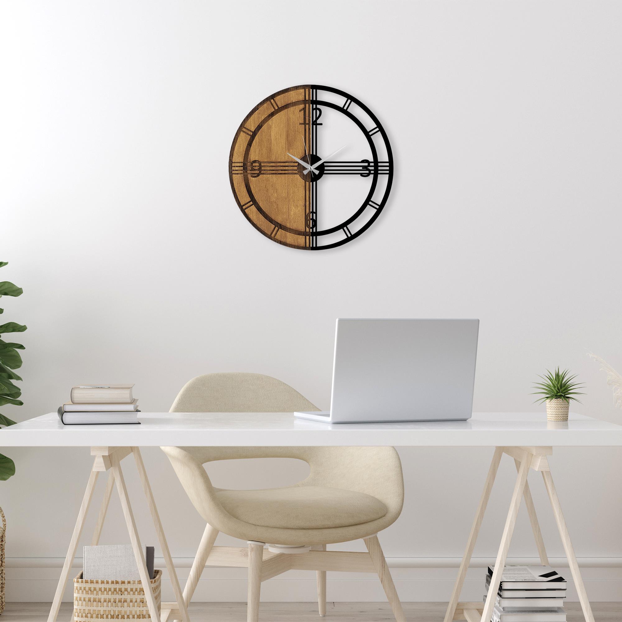 MAS-050 Dekoratif Ahşap Metal Duvar Saati | ByLamp