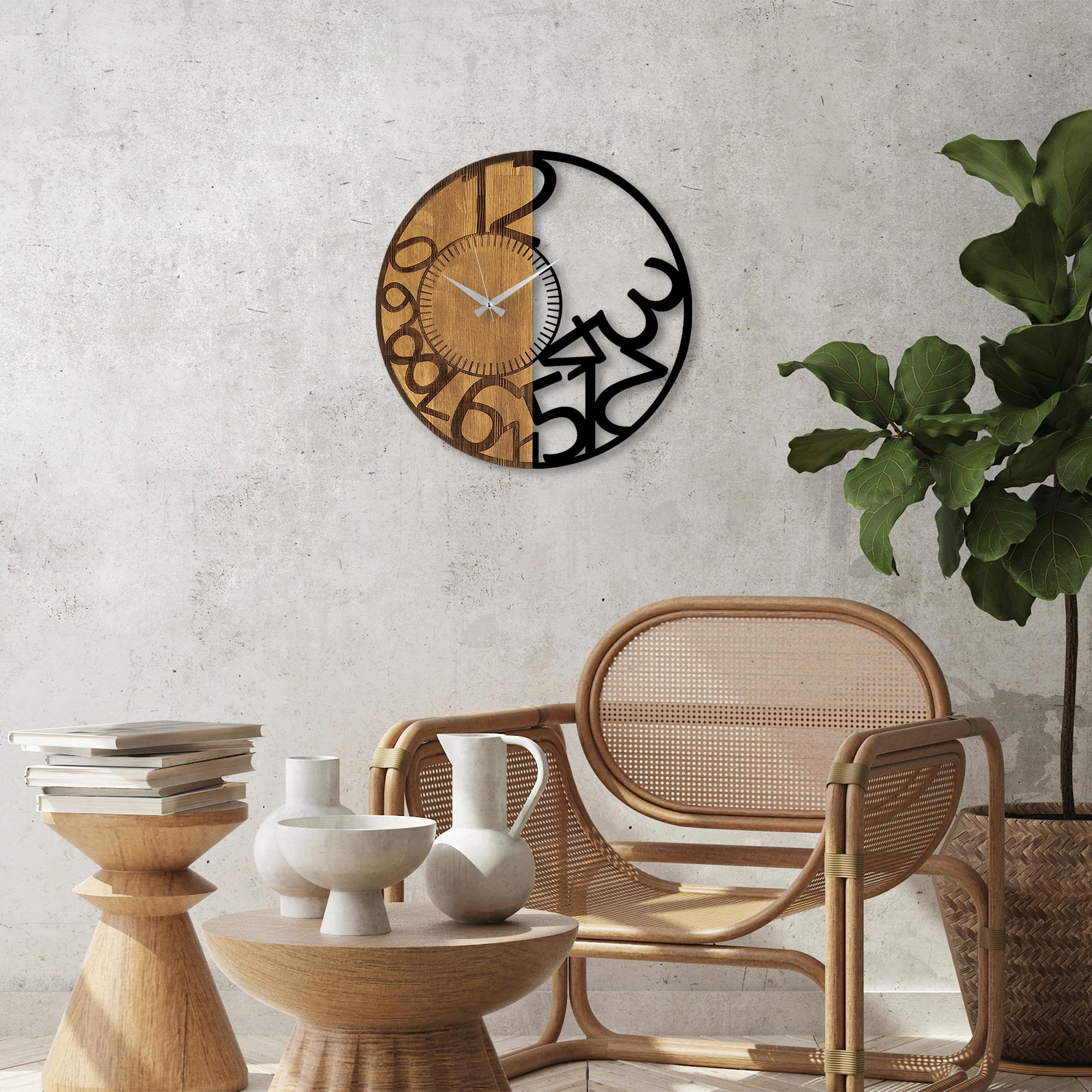 MAS-052 Dekoratif Ahşap Metal Duvar Saati | ByLamp