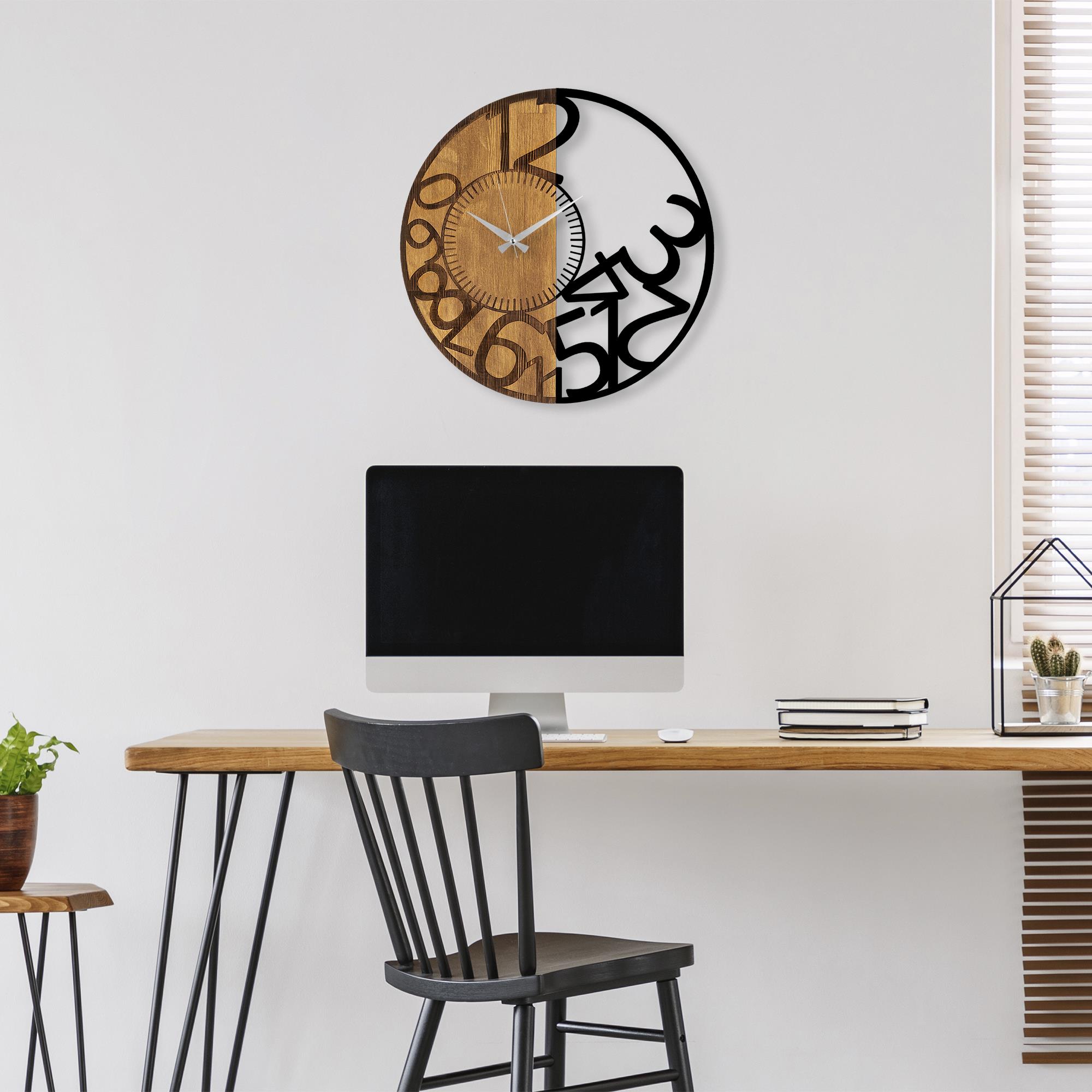 MAS-052 Dekoratif Ahşap Metal Duvar Saati | ByLamp