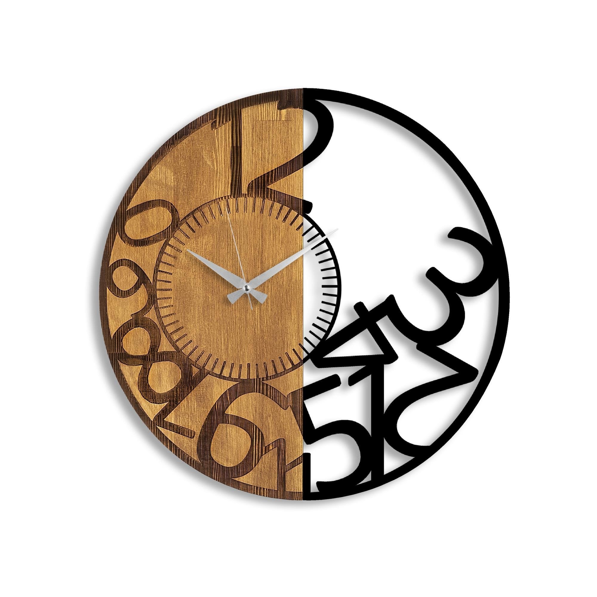 MAS-052 Dekoratif Ahşap Metal Duvar Saati | ByLamp