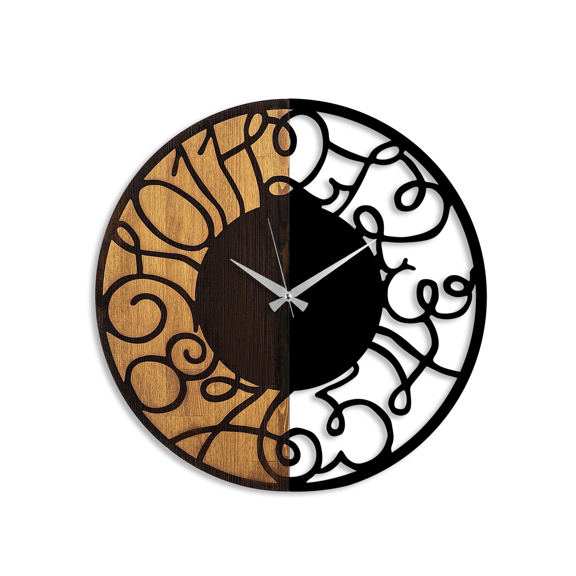 MAS-055 Dekoratif Ahşap Metal Duvar Saati | ByLamp