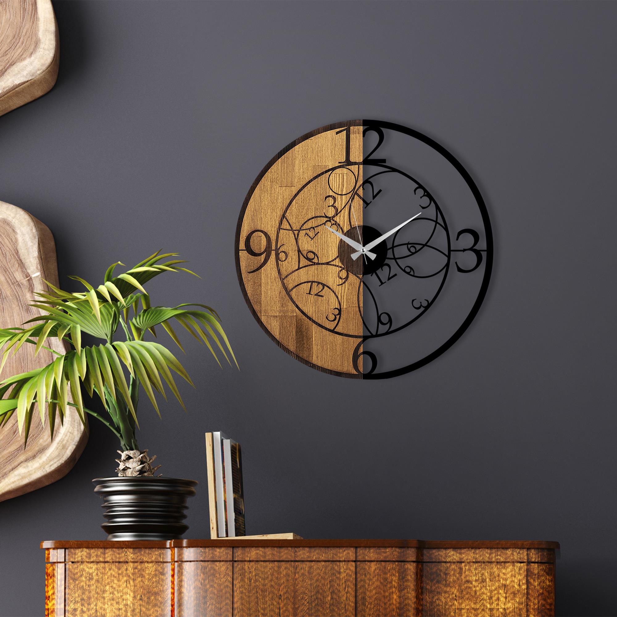 MAS-056 Dekoratif Ahşap Metal Duvar Saati | ByLamp