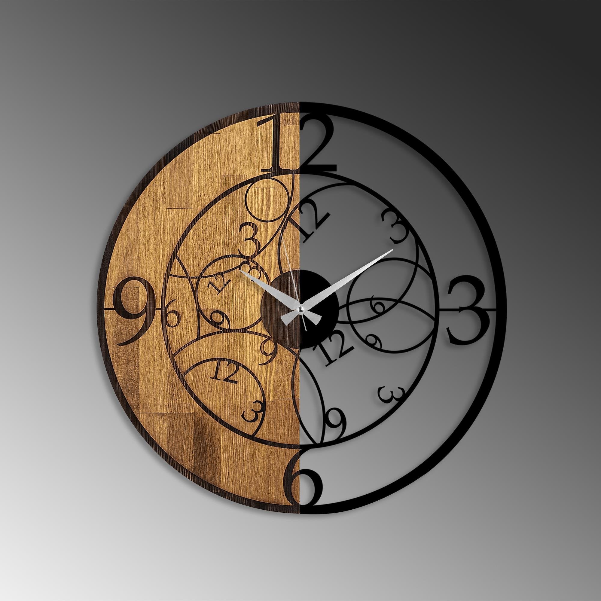 MAS-056 Dekoratif Ahşap Metal Duvar Saati | ByLamp