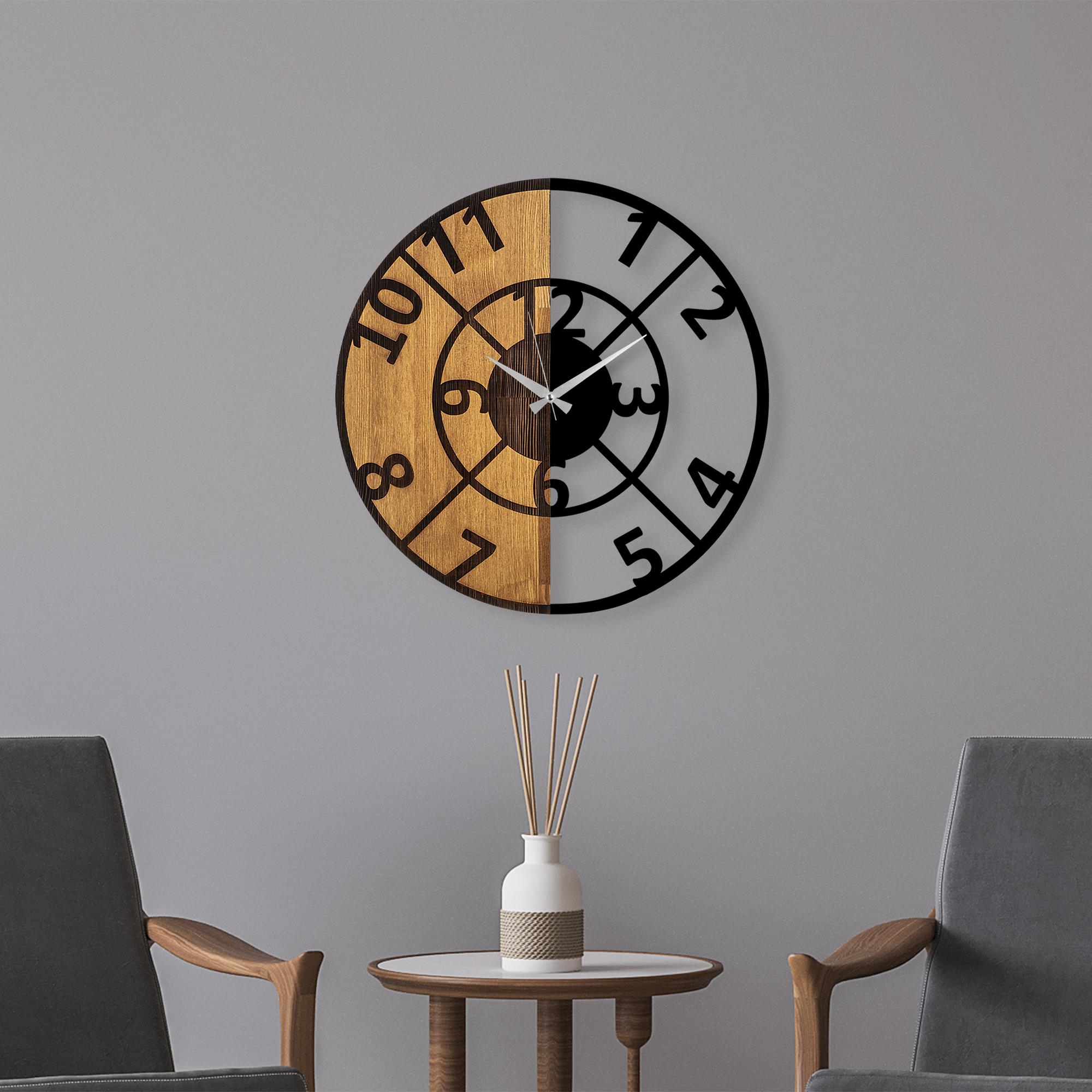 MAS-057 Dekoratif Ahşap Metal Duvar Saati | ByLamp