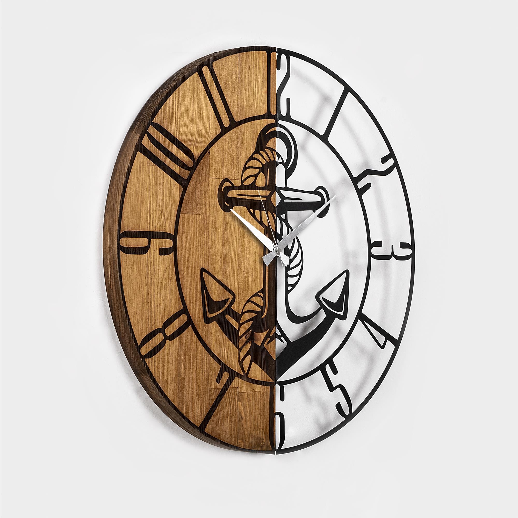 MAS-058 Dekoratif Ahşap Metal Duvar Saati | ByLamp