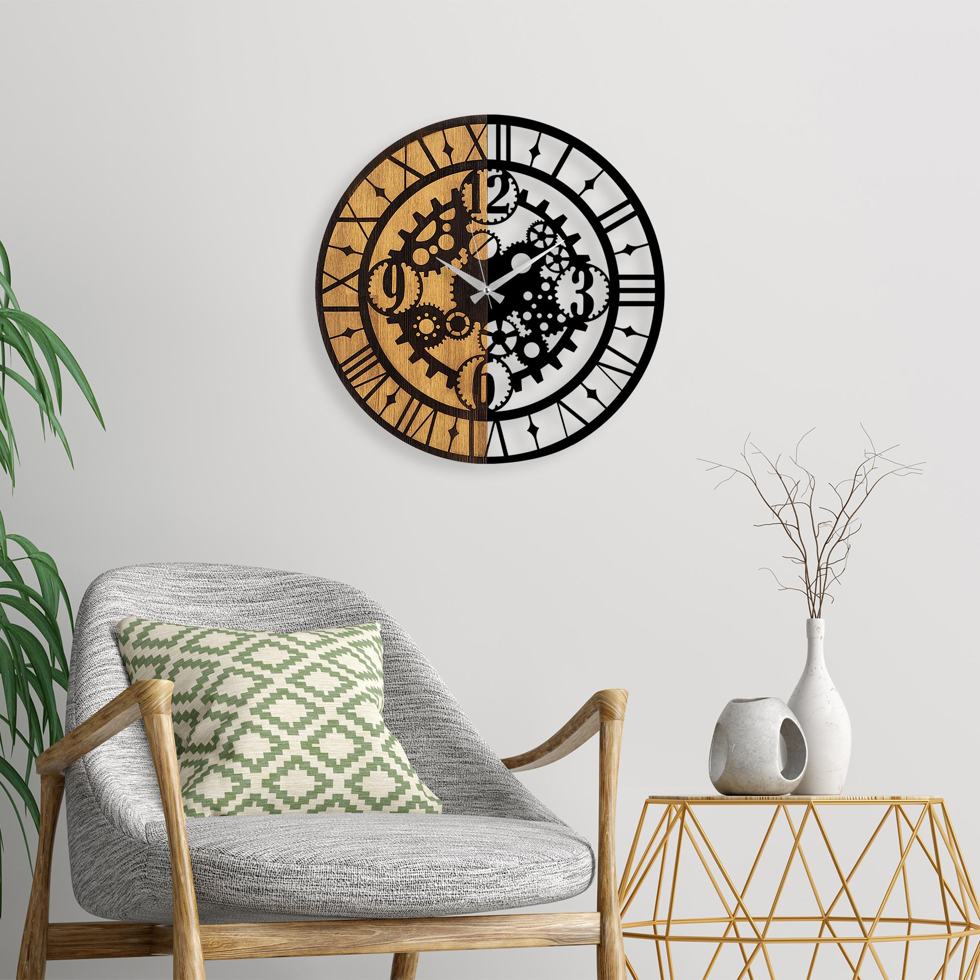 MAS-059 Dekoratif Ahşap Metal Duvar Saati | ByLamp