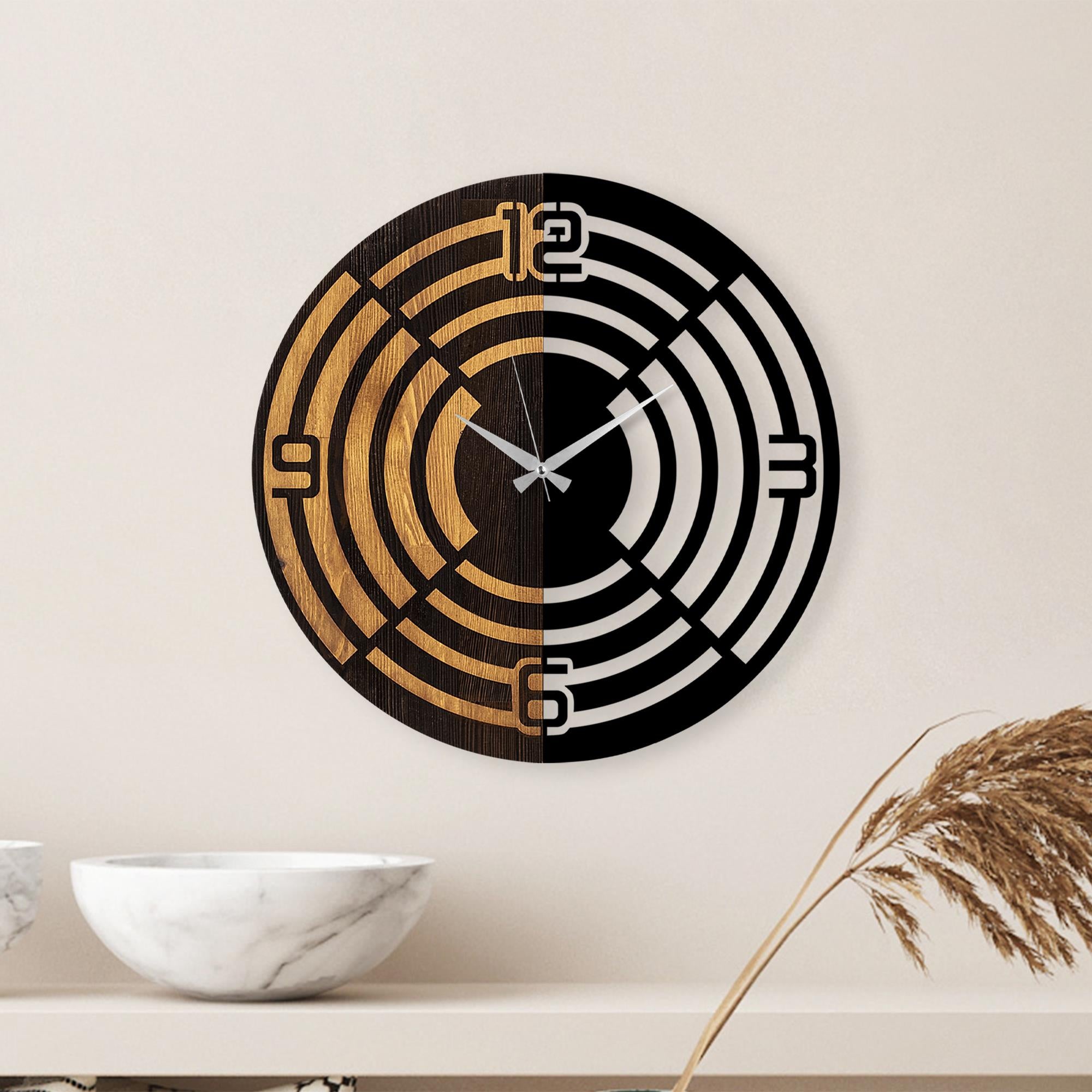 MAS-060 Dekoratif Ahşap Metal Duvar Saati | ByLamp