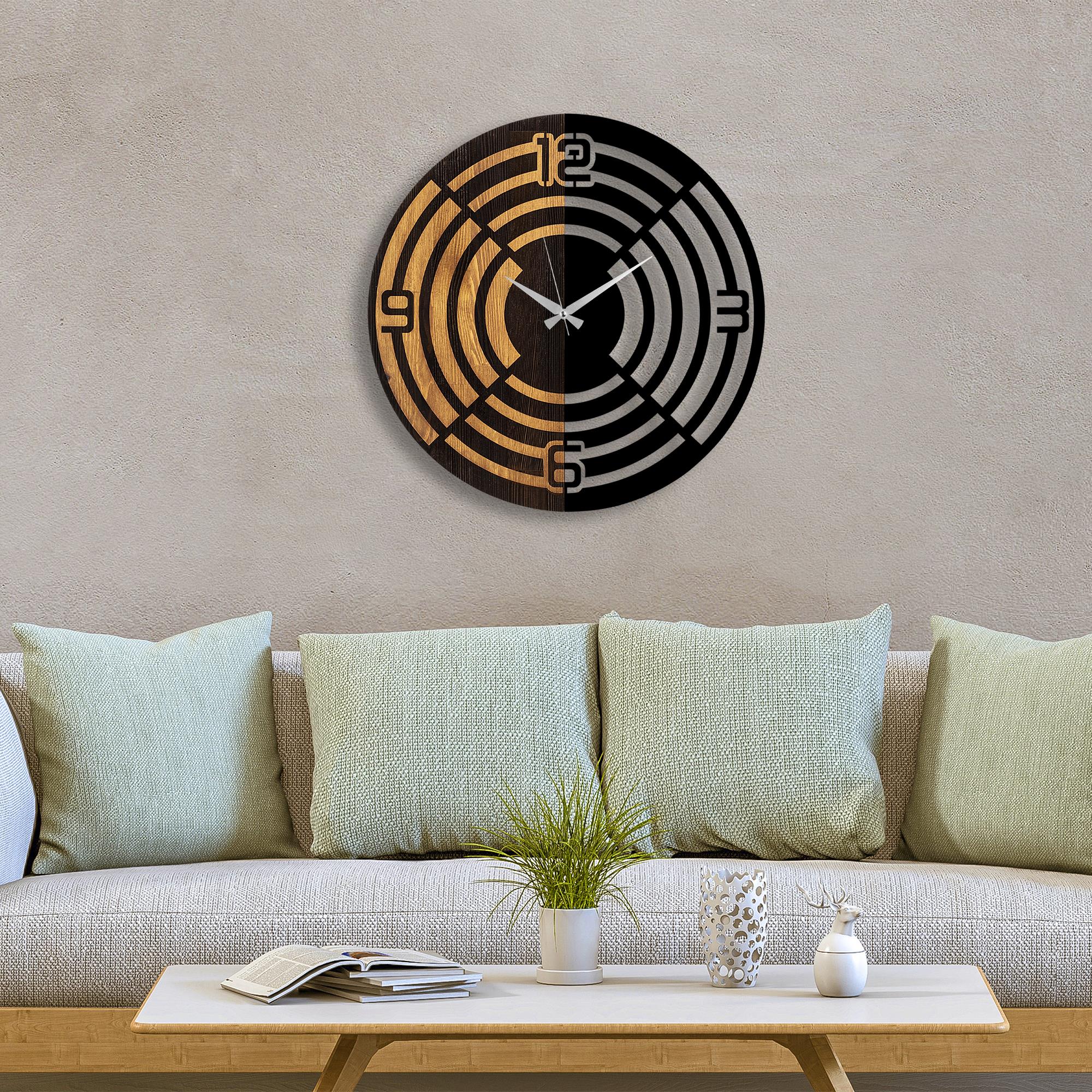 MAS-060 Dekoratif Ahşap Metal Duvar Saati | ByLamp