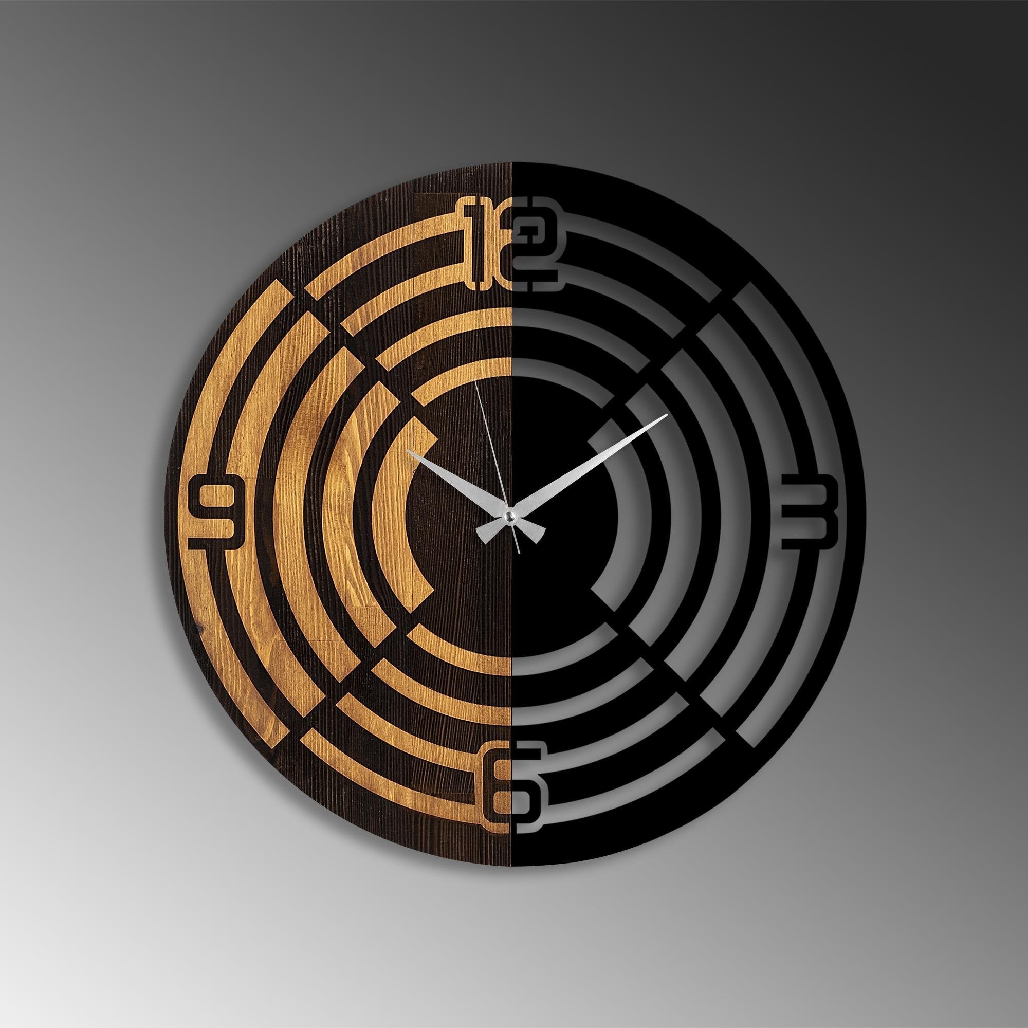 MAS-060 Dekoratif Ahşap Metal Duvar Saati | ByLamp