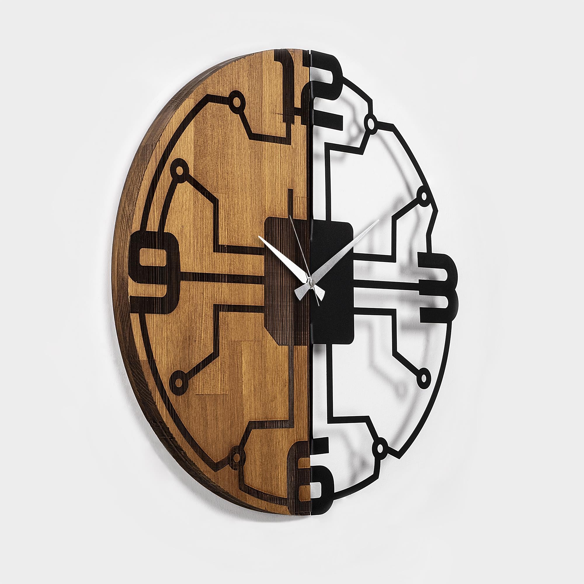 MAS-061 Dekoratif Ahşap Metal Duvar Saati | ByLamp