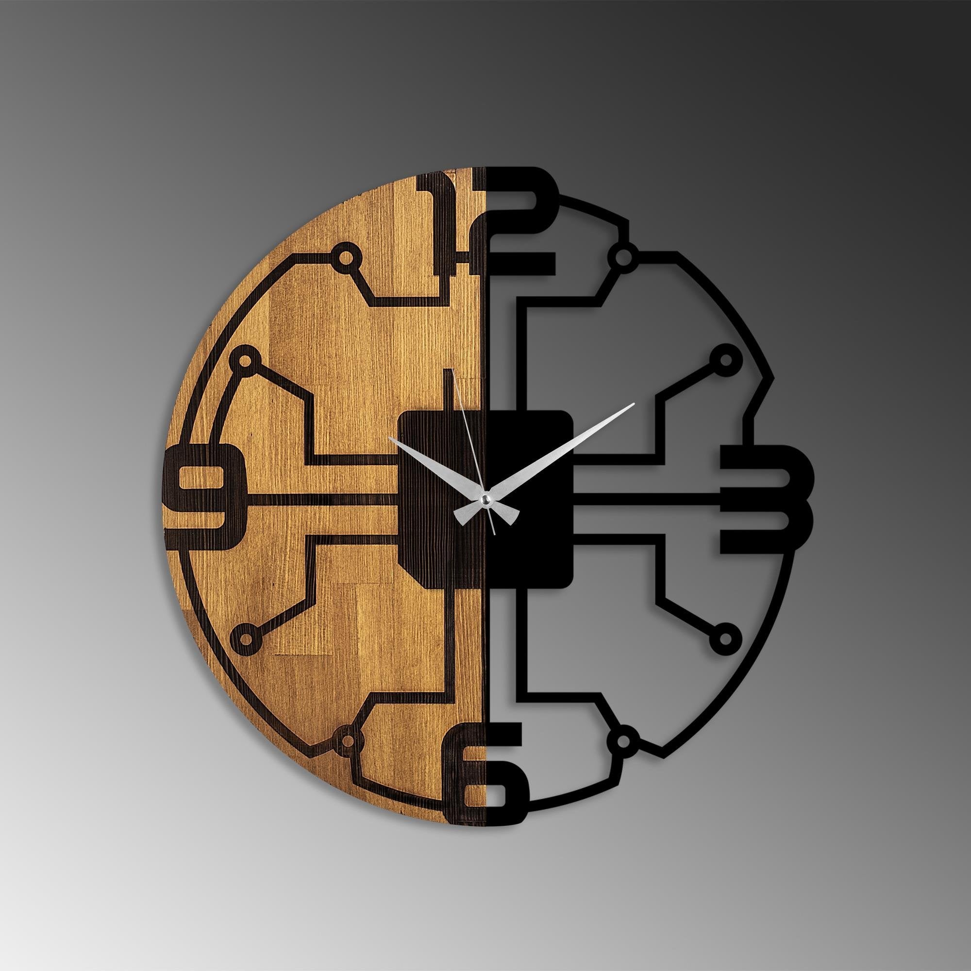 MAS-061 Dekoratif Ahşap Metal Duvar Saati | ByLamp