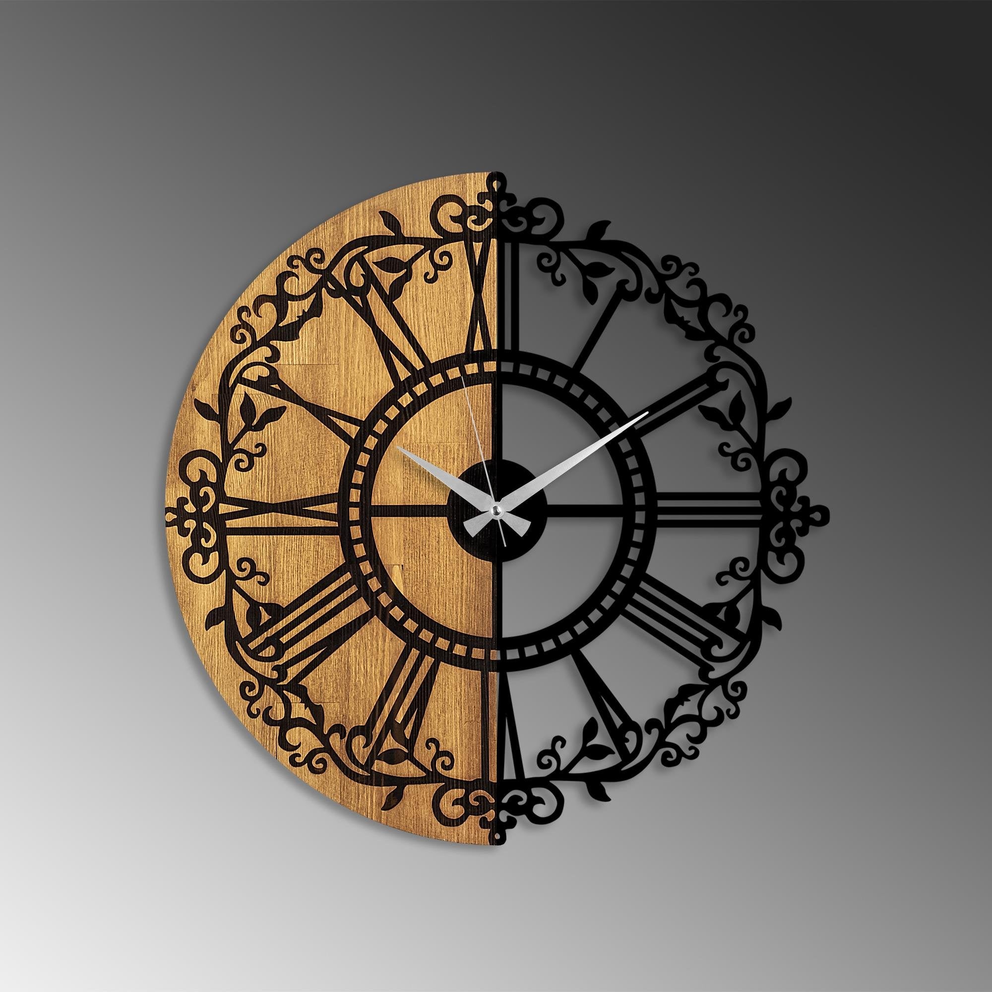 MAS-063 Dekoratif Ahşap Metal Duvar Saati | ByLamp