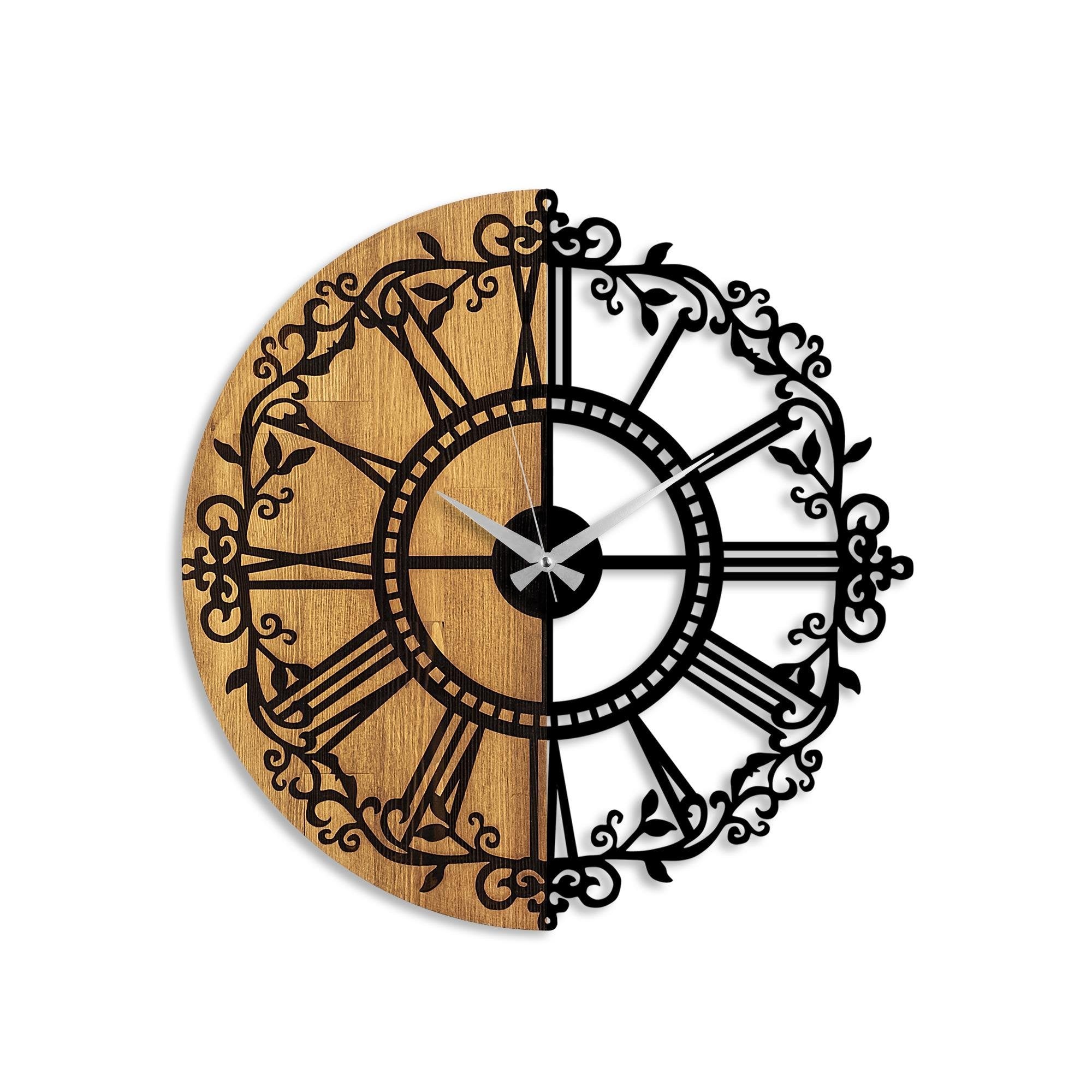 MAS-063 Dekoratif Ahşap Metal Duvar Saati | ByLamp