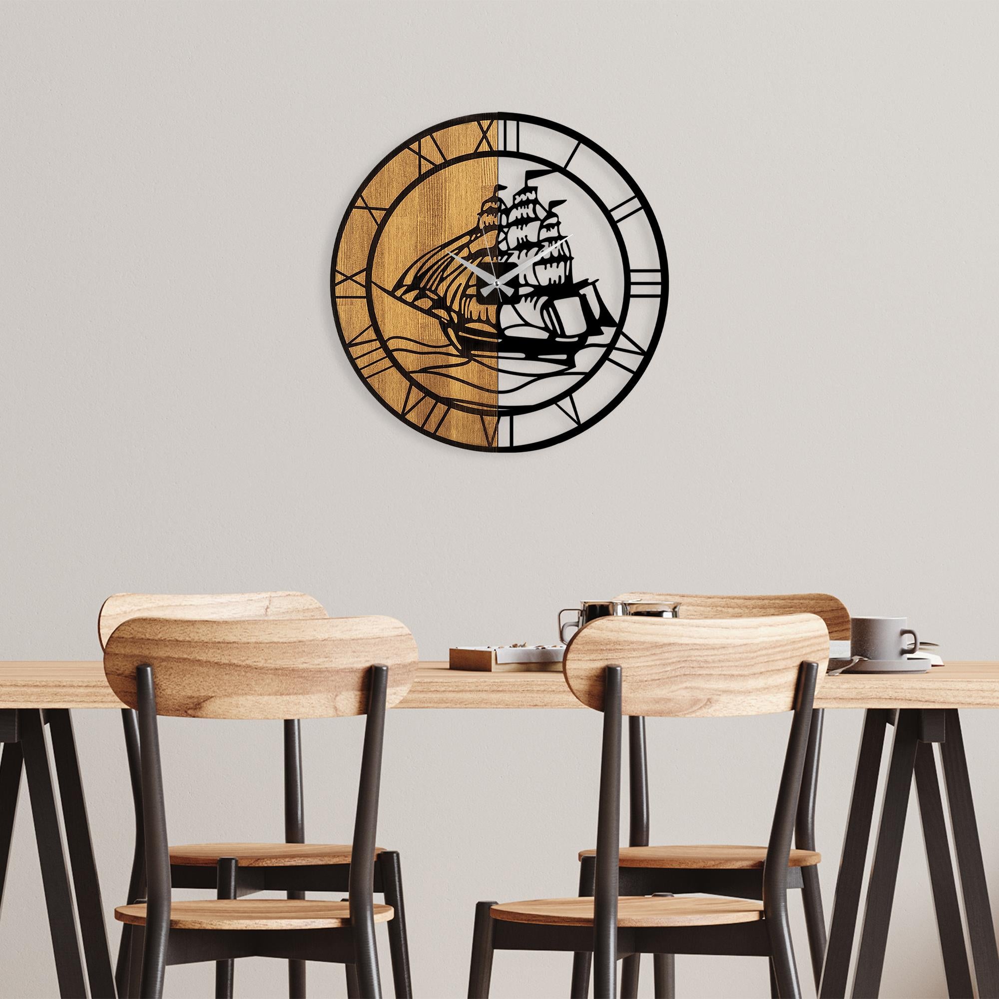 MAS-065 Dekoratif Ahşap Metal Duvar Saati | ByLamp