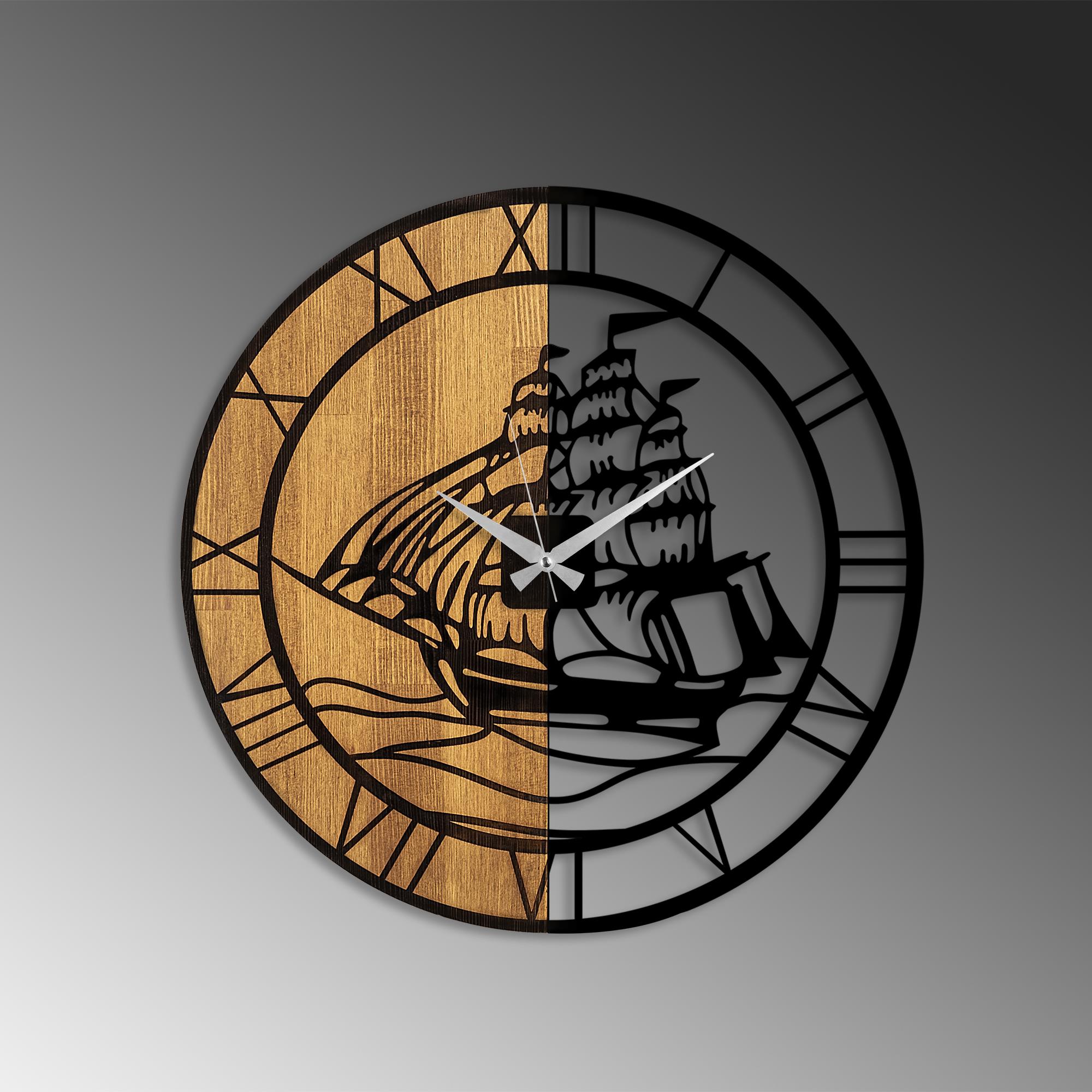 MAS-065 Dekoratif Ahşap Metal Duvar Saati | ByLamp