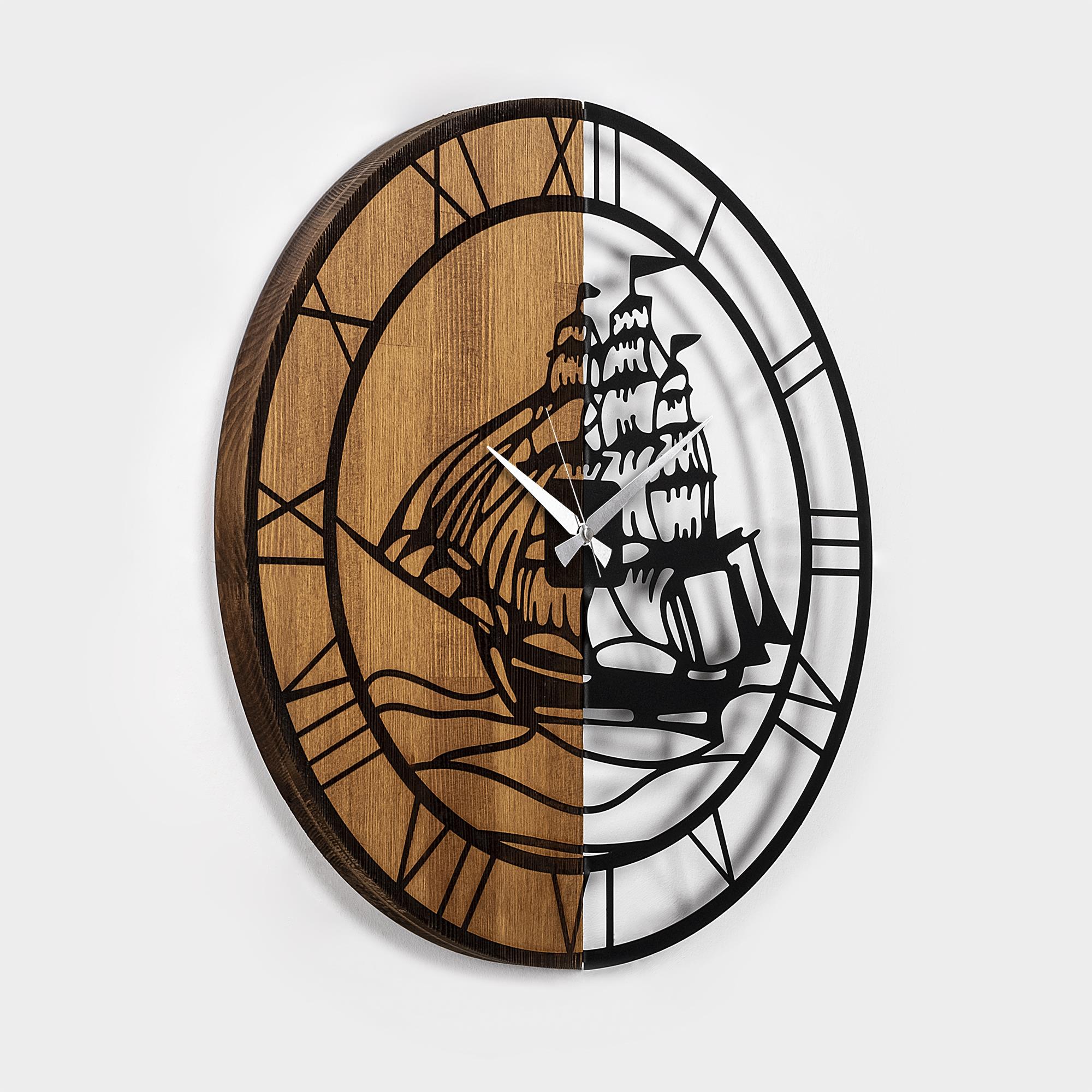 MAS-065 Dekoratif Ahşap Metal Duvar Saati | ByLamp