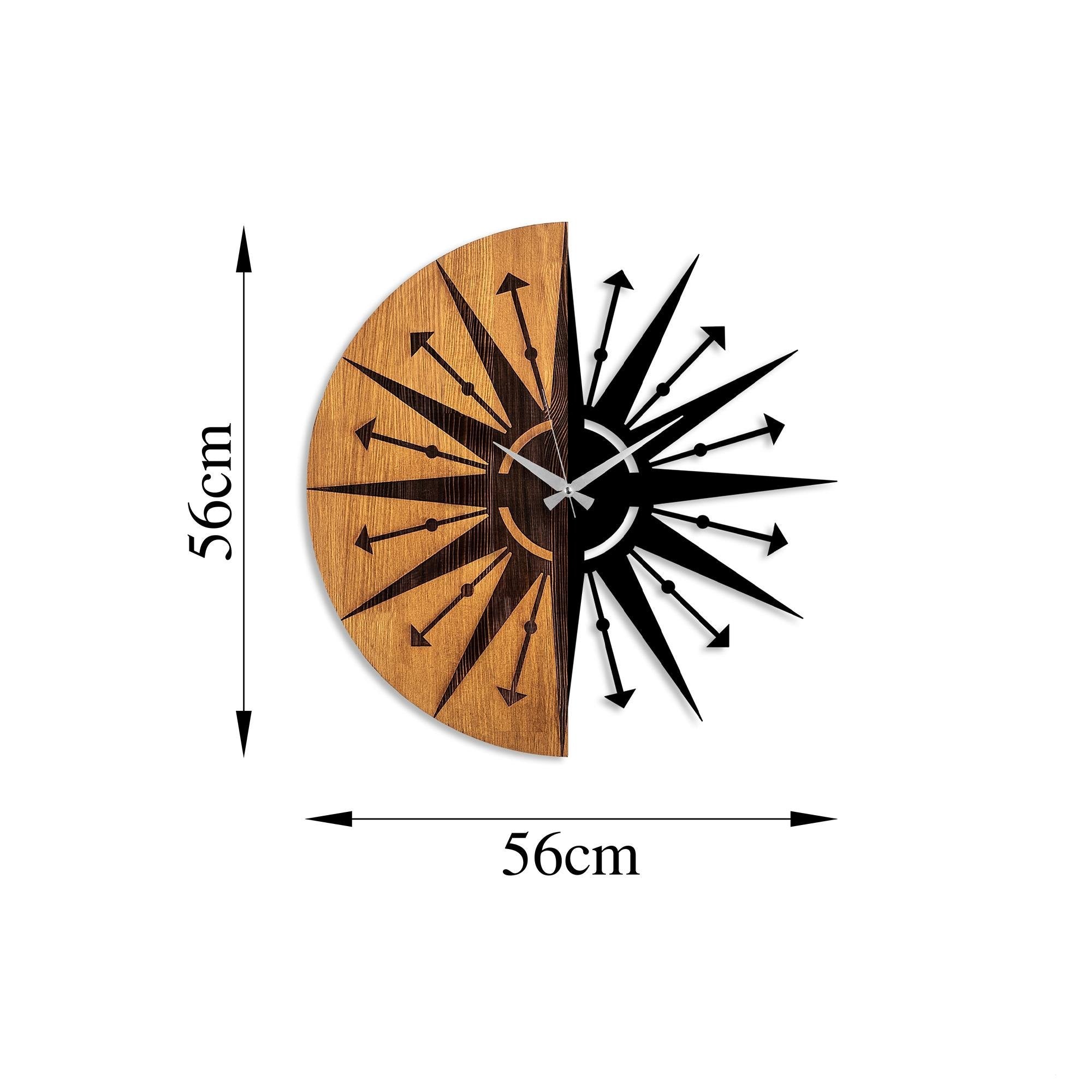 MAS-075 Dekoratif Ahşap Metal Duvar Saati | ByLamp