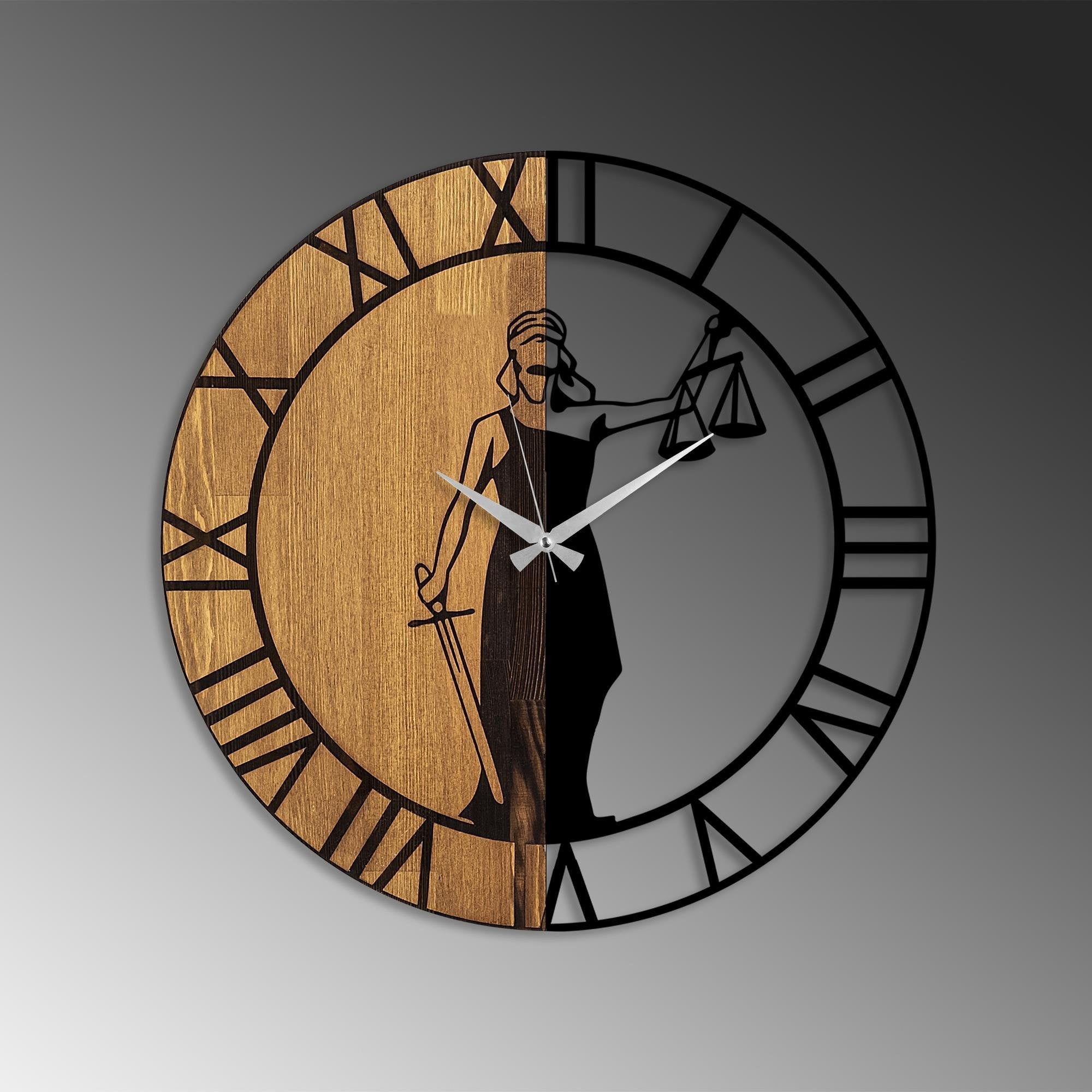 MAS-078 Dekoratif Ahşap Metal Duvar Saati | ByLamp