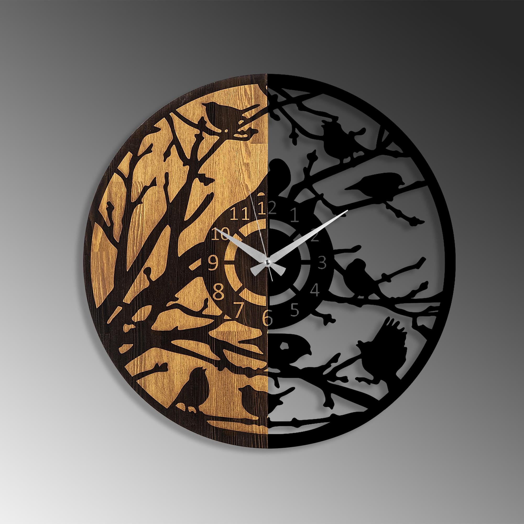 MAS-079 Dekoratif Ahşap Metal Duvar Saati | ByLamp