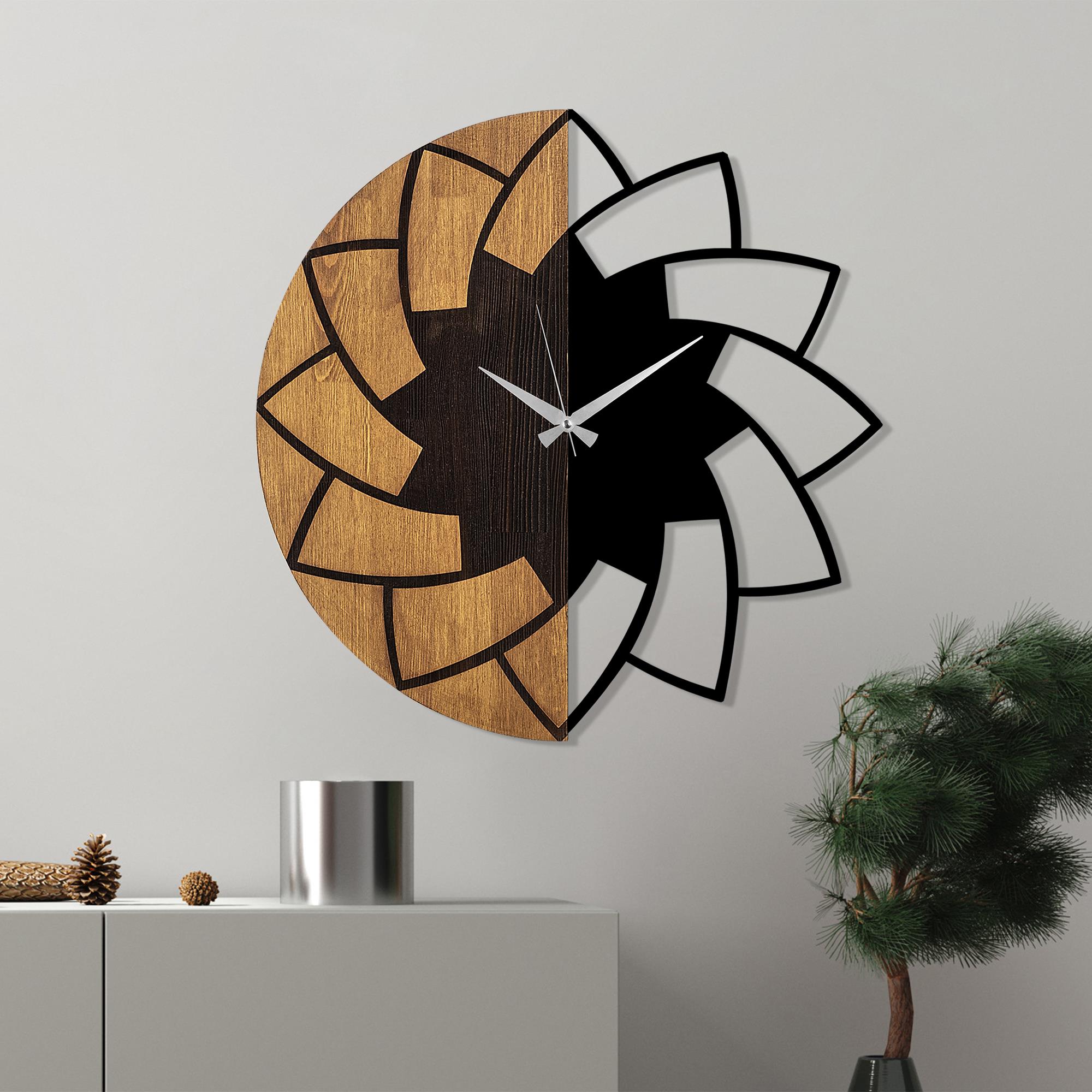 MAS-080 Dekoratif Ahşap Metal Duvar Saati | ByLamp